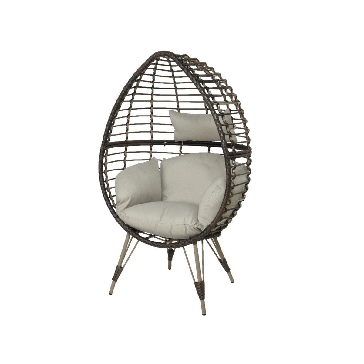 JARDIDECO Fauteuil œuf de jardin sur pieds Evora en résine tressée brun - Jardideco