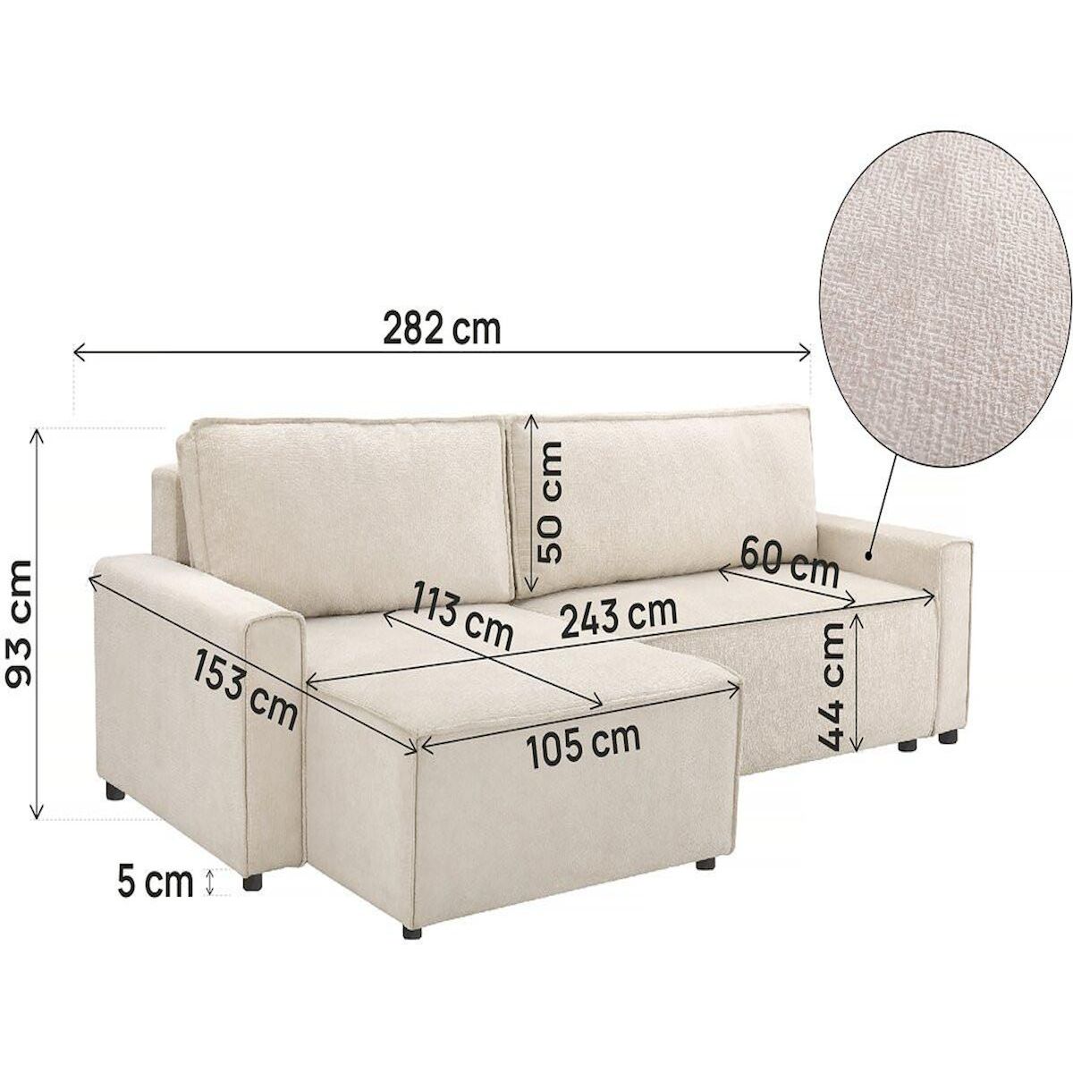 Habitat et Jardin Canapé d'angle convertible en tissu texturé  Montaigne  - 4 places - Beige