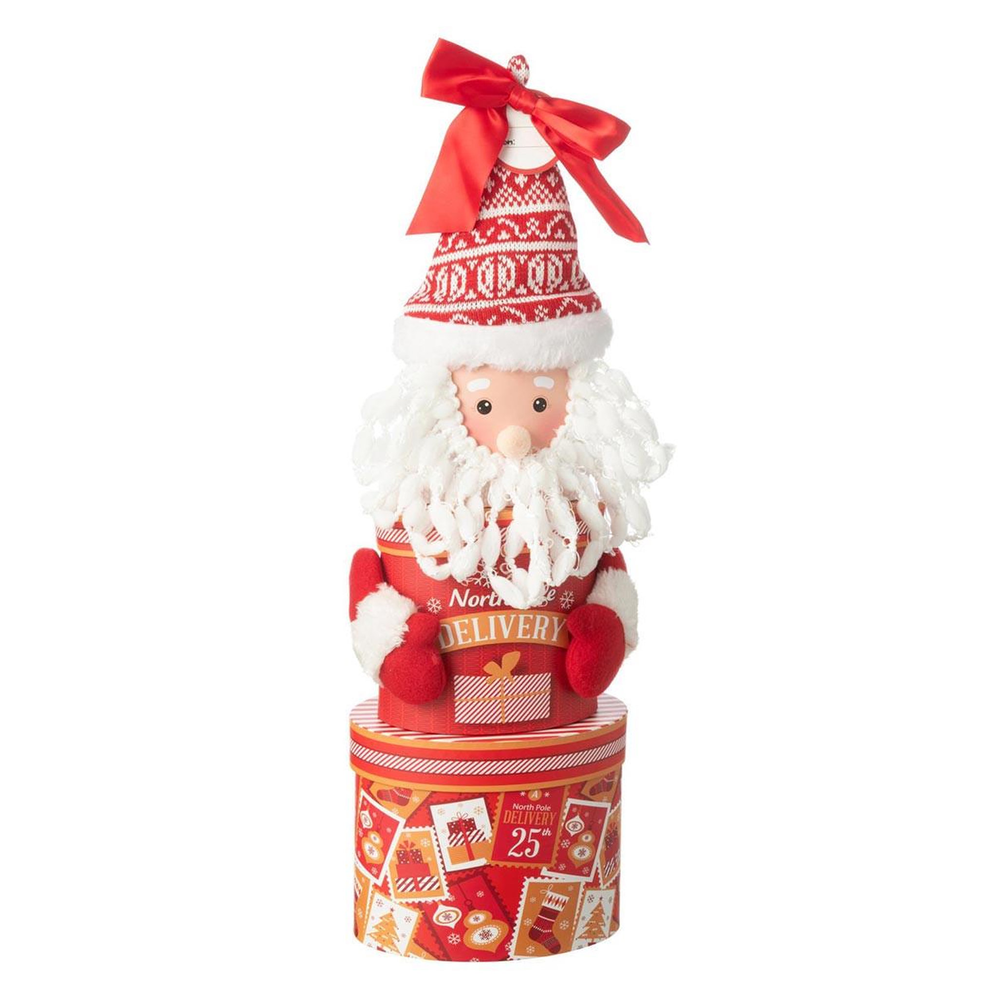 J-LINE Boîte cadeau père noël  delivery  47cm rouge