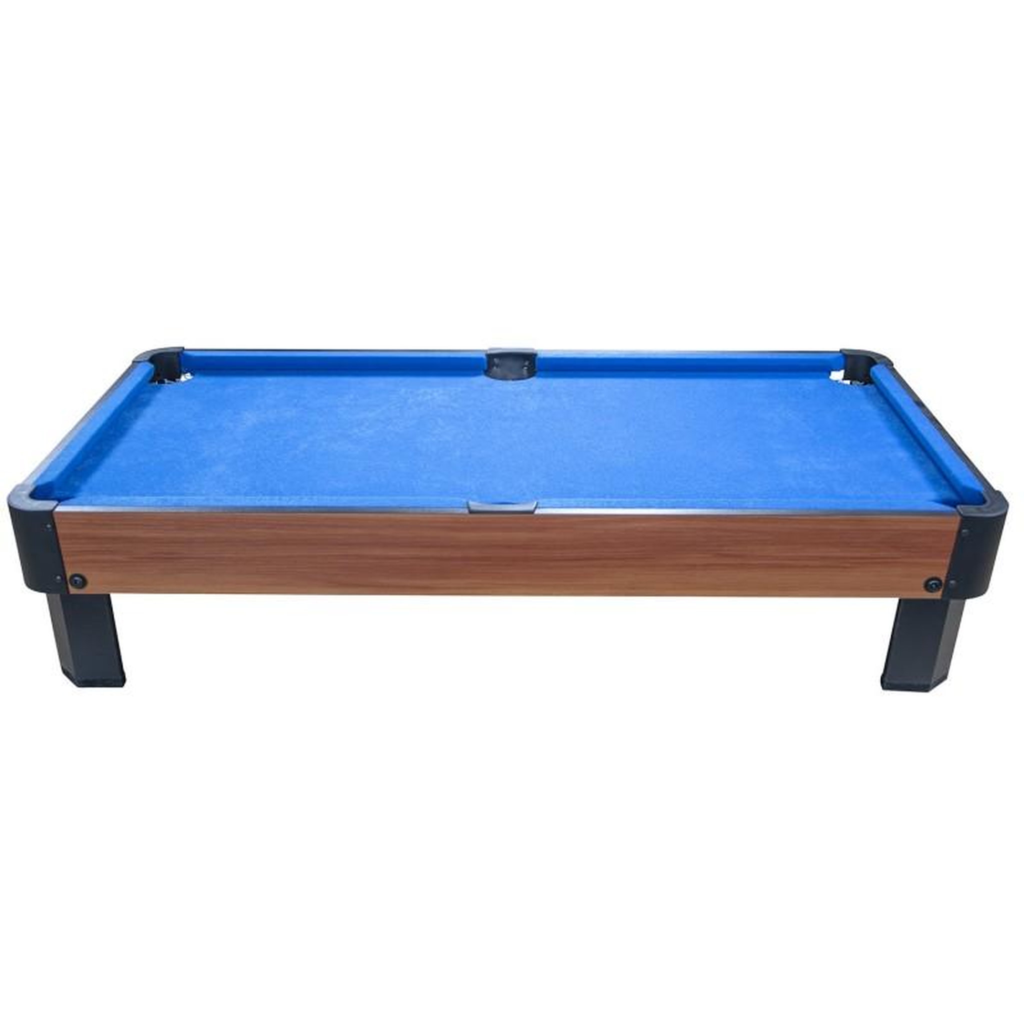 Voir la diapositive 3 : PLAY4FUN Billard de table avec accessoires - Kit Billard Compact de bureau ou salle de jeu, 102 x 51 x 22,5 cm - Marron et Tapis Bleu