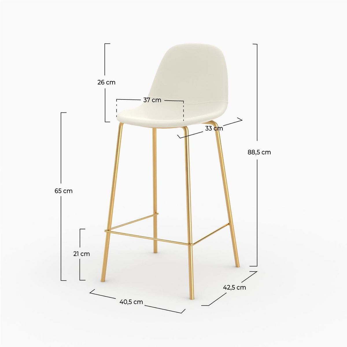 Rendez vous déco Lot de 2 chaises pour îlot central 65 cm en cuir synthétique blanc - Henrik