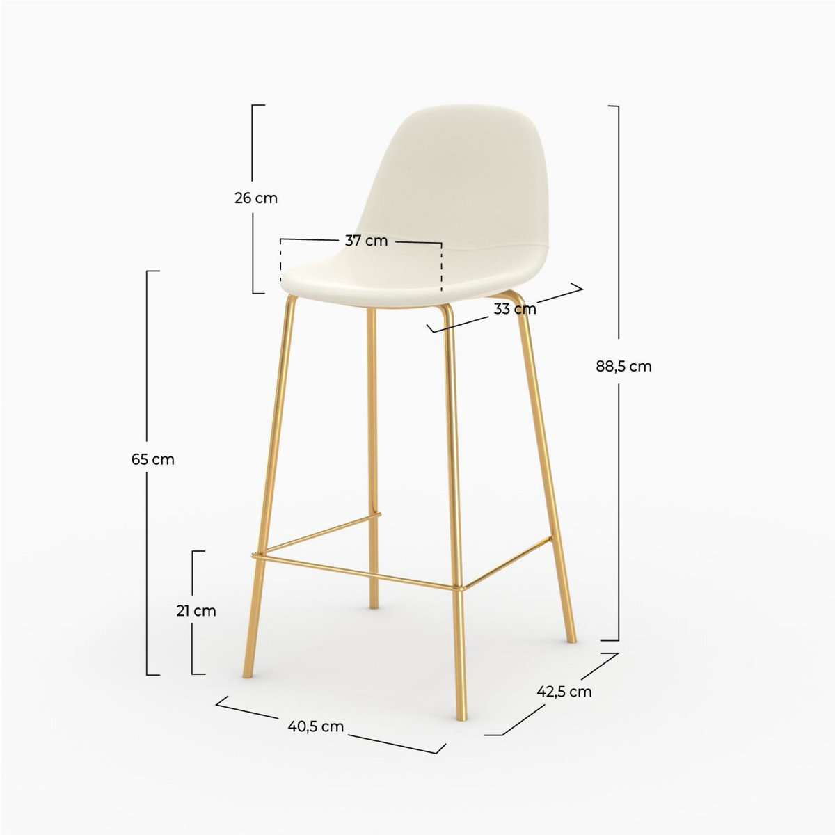 Rendez vous déco Lot de 2 chaises pour îlot central 65 cm en cuir synthétique blanc - Henrik