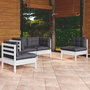 Voir la diapositive 1 : VIDAXL Salon de jardin 4 pcs avec coussins bois de pin massif