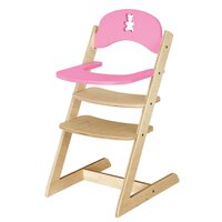ONE TWO FUN Chaise haute en bois pour poupée - Blanc et Rose pas