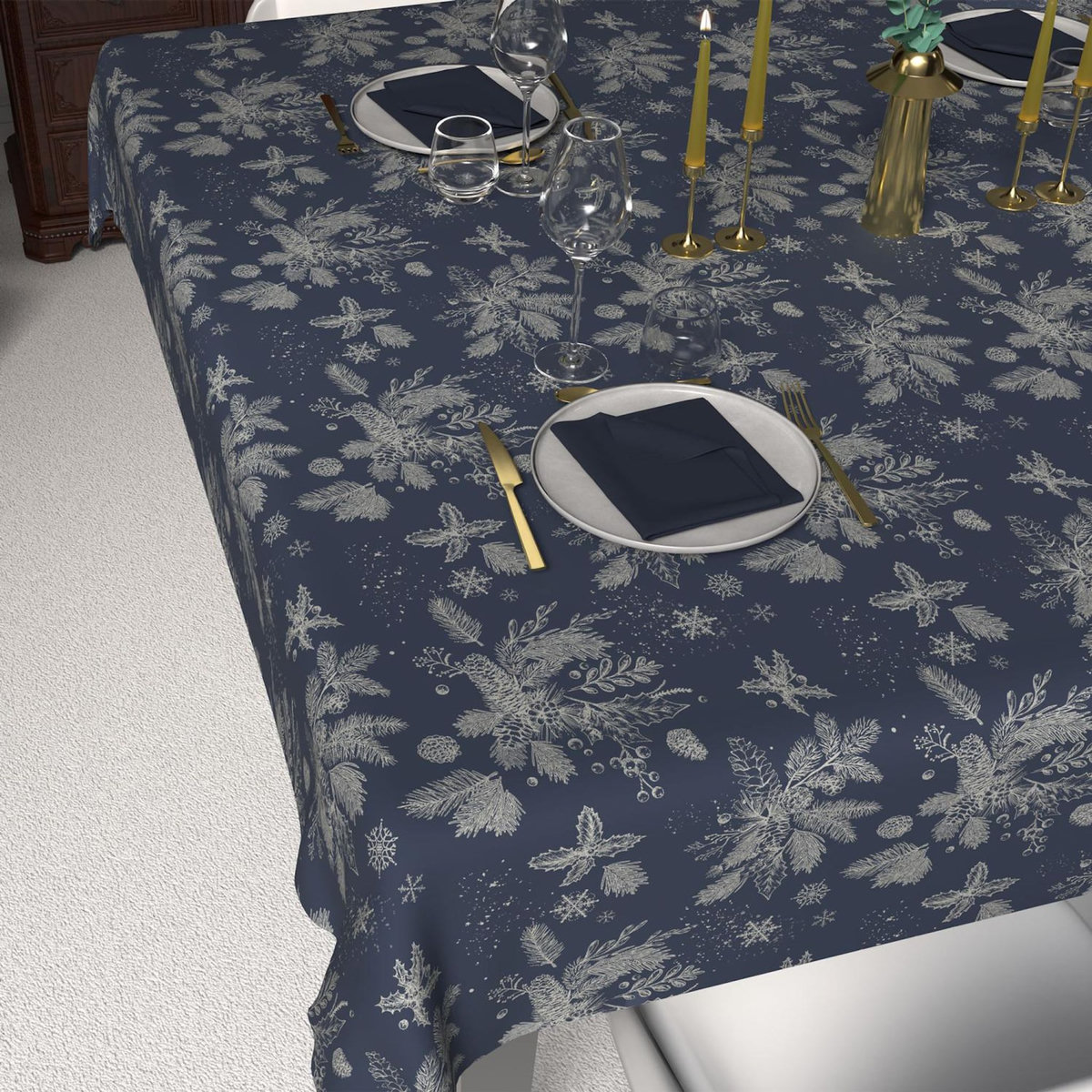 SOLEIL D'OCRE Nappe festive imprimée anti-tâches HOUX, par Soleil d'Ocre