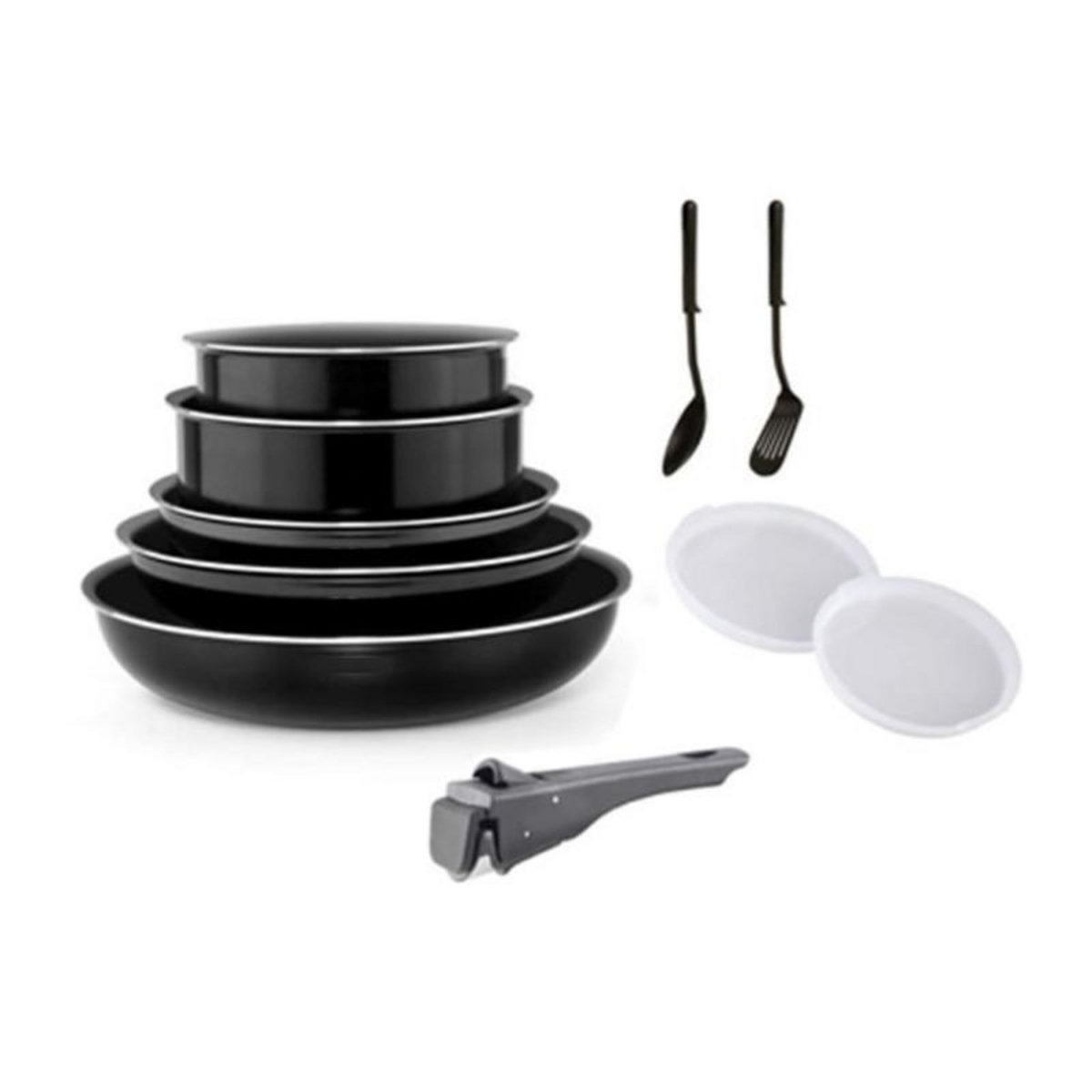 ART & CUISINE Batterie de cuisine - Tous feux dont induction - ART & CUISINE - AC1083 - Aluminium - 10 pieces - Noir