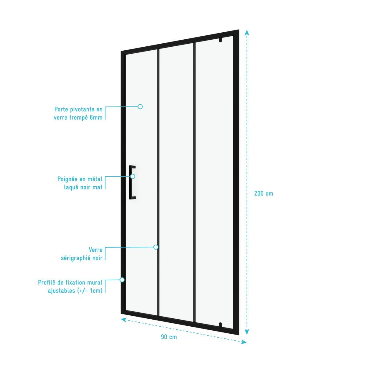 Paroi de douche FACTORX 90 PIVOTANTE