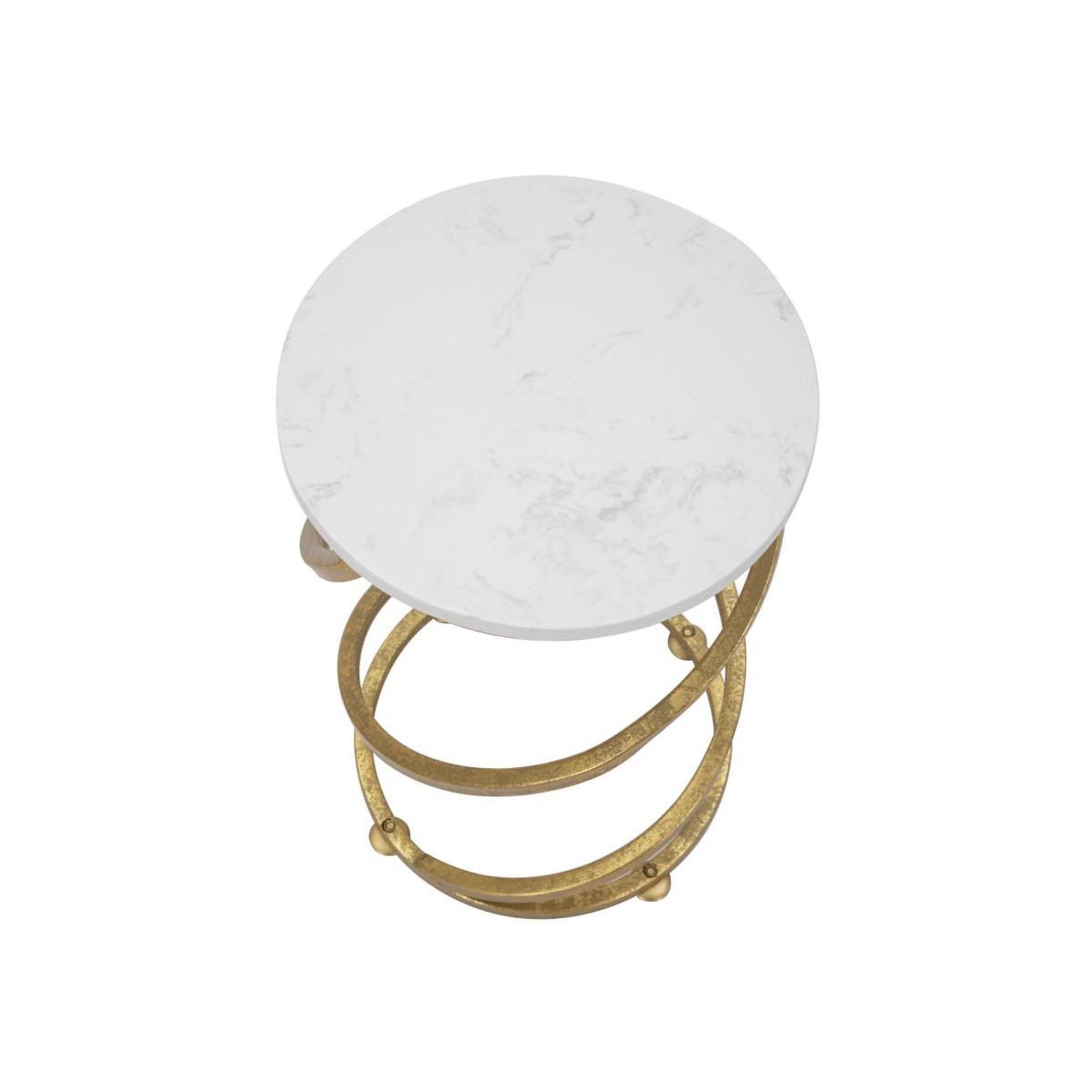 Voir la diapositive 2 : Paris Prix Table d'appoint en marbre  spirale  47cm blanc & or