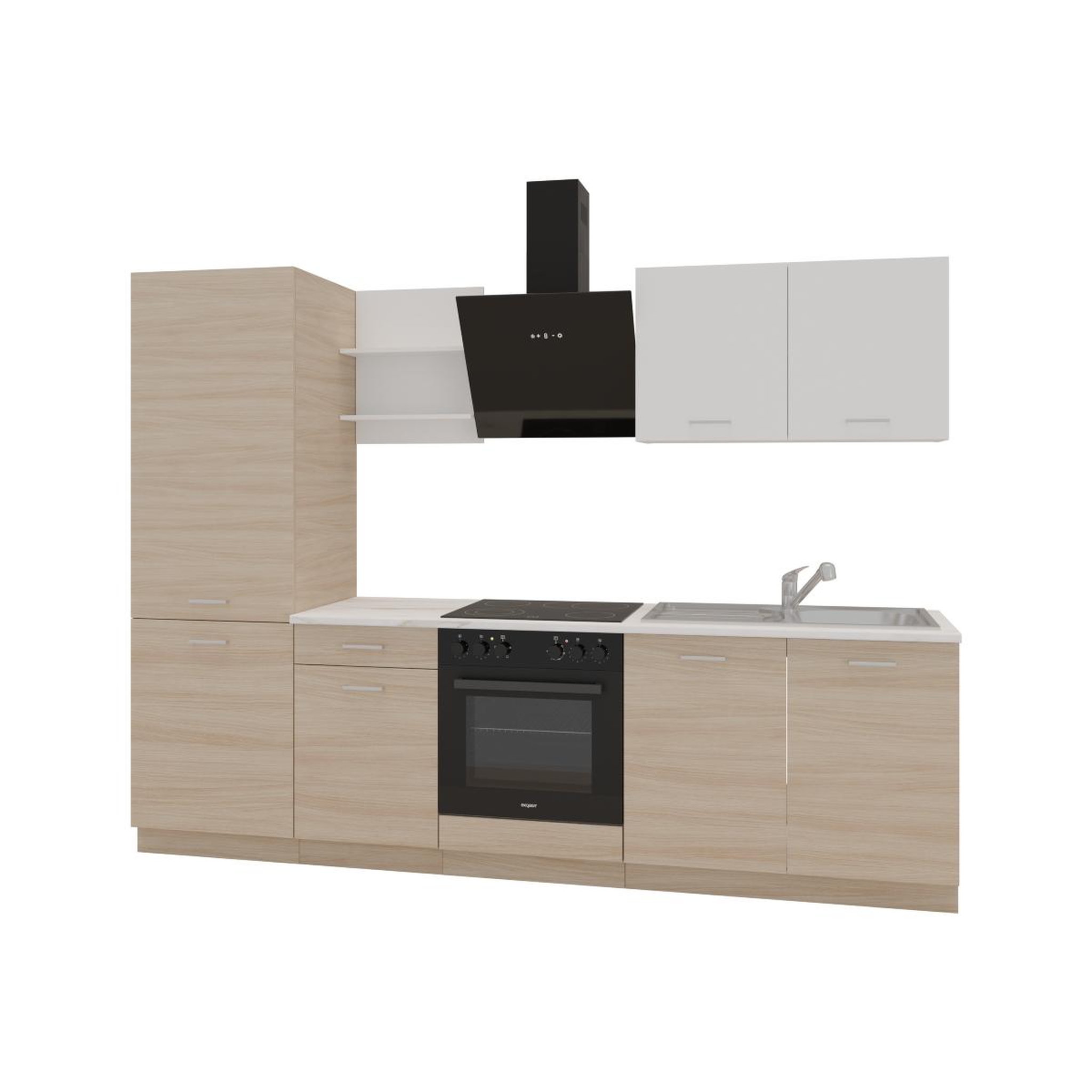 Voir la diapositive 5 : JLC KREATION Cuisine complète blanc et bois 270cm TIA