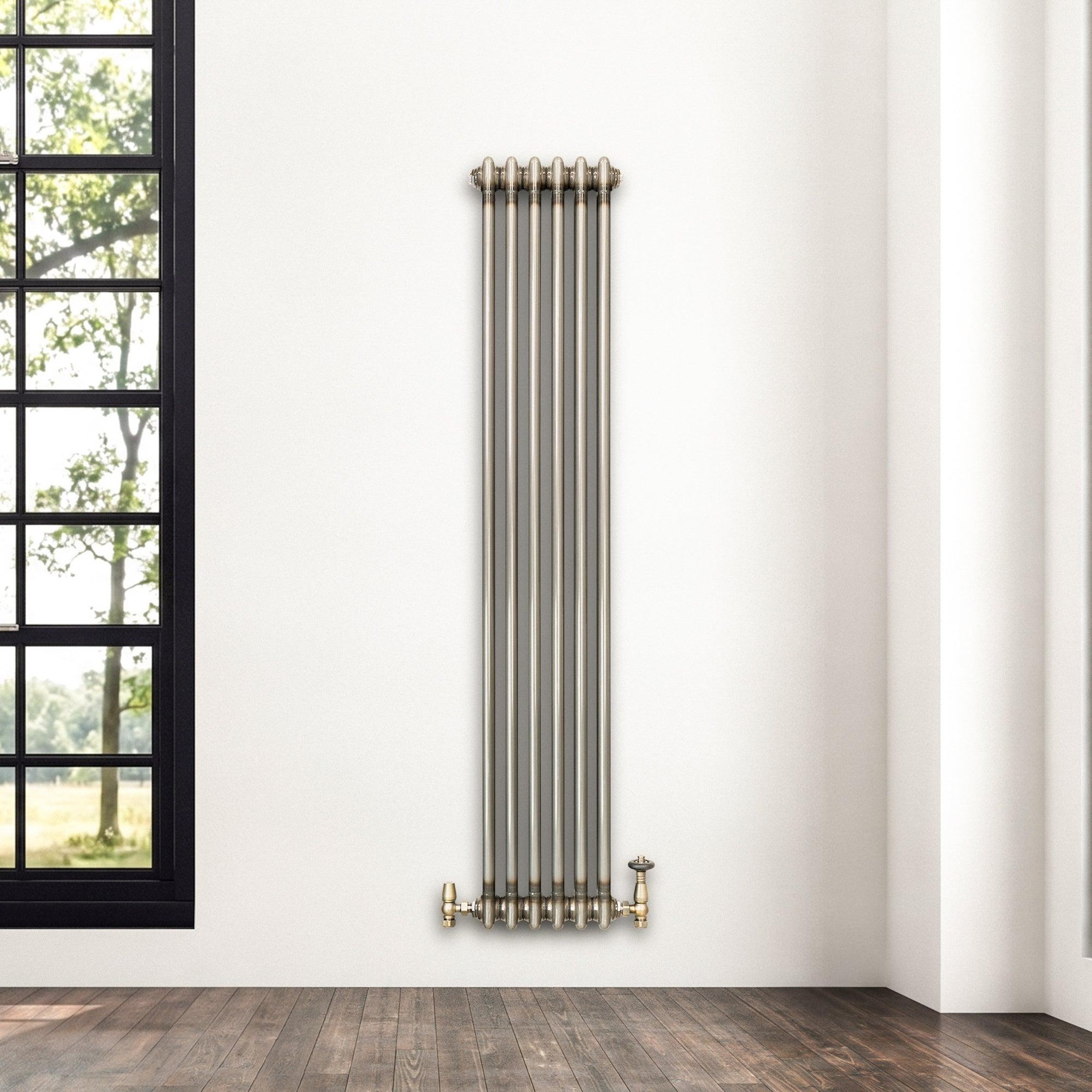 Voir la diapositive 4 : MONSTERSHOP Radiateur traditionnel à 2 colonnes & vannes - 1500 x 290 mm - métal brut