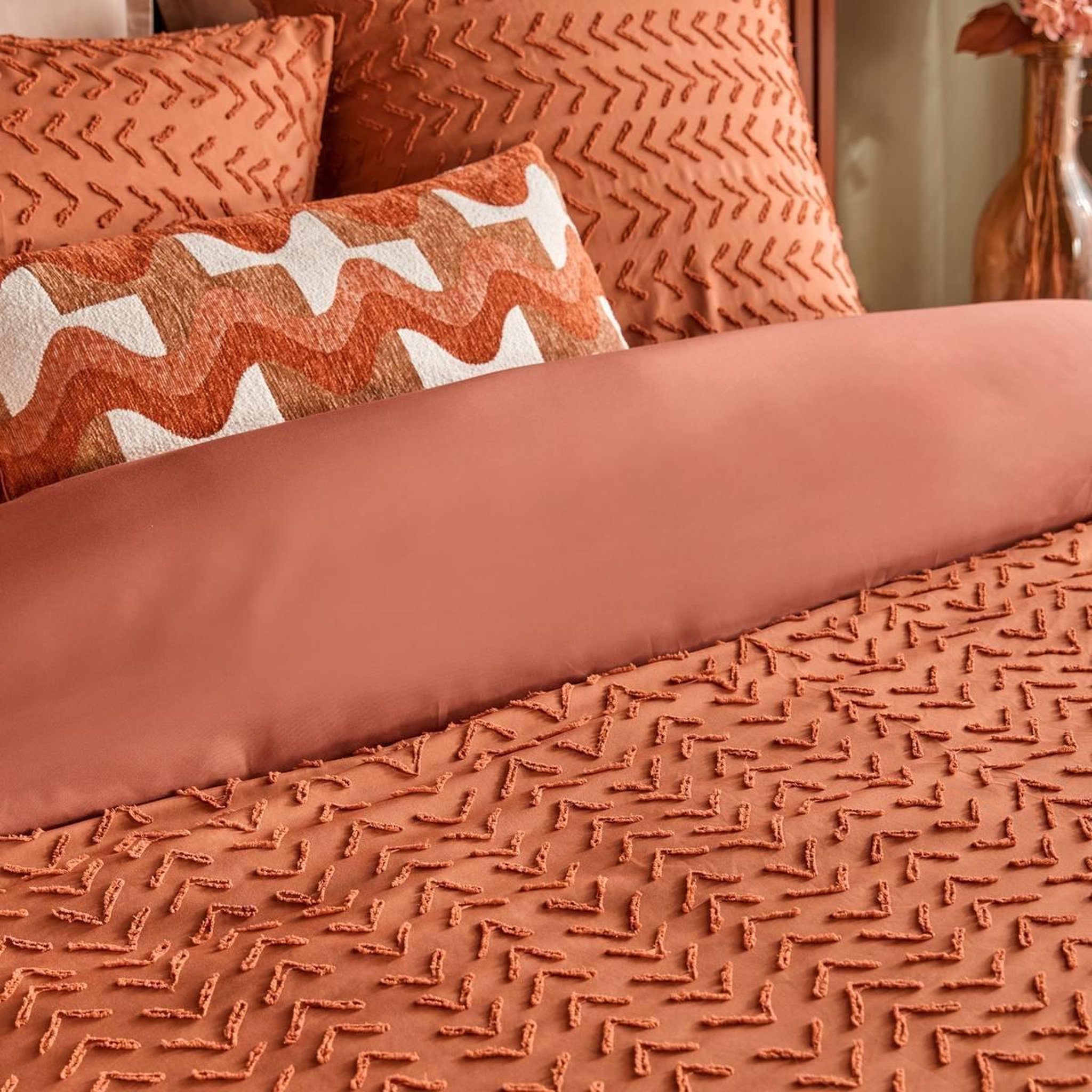 Voir la diapositive 2 : ATMOSPHERA Parure de lit 3 pièces  toni  240x220cm terracotta