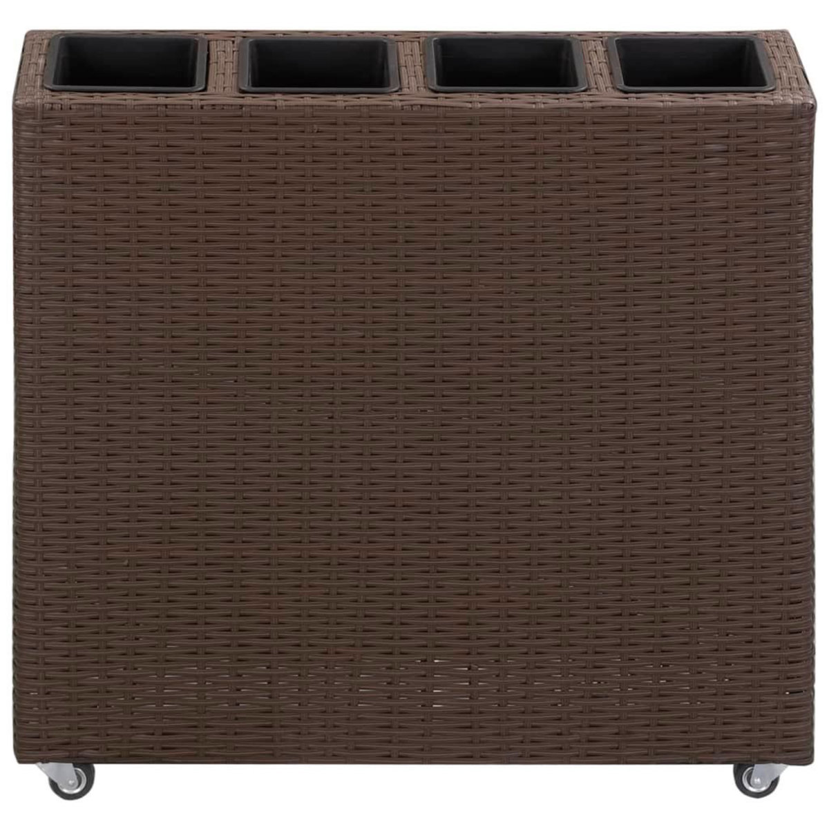 VIDAXL Lit sureleve de jardin 4 pots 80x22x79 cm Resine Tressee Marron