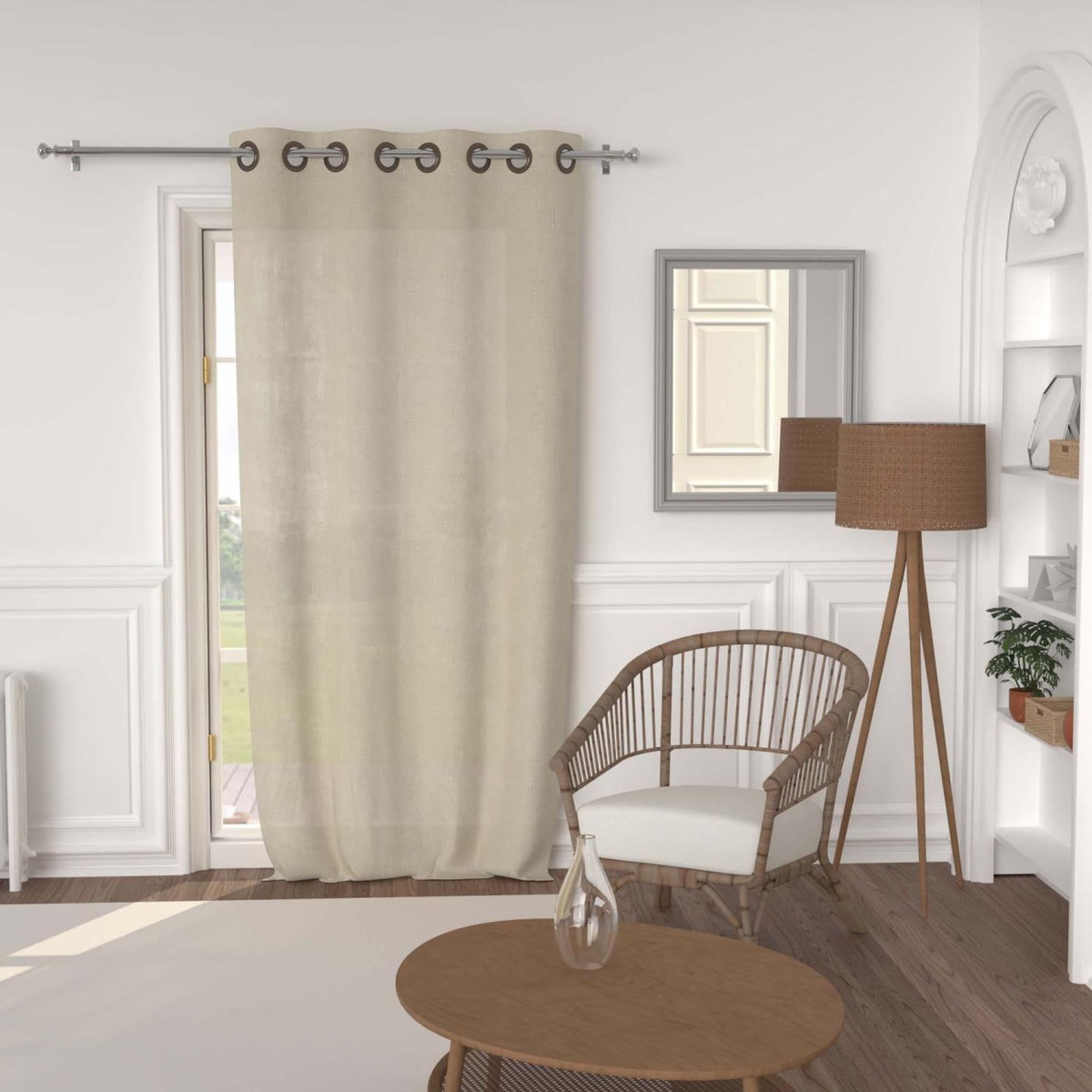 SOLEIL D'OCRE Voile à oeillets lin coton 135x250 cm LINO, par Soleil d'Ocre