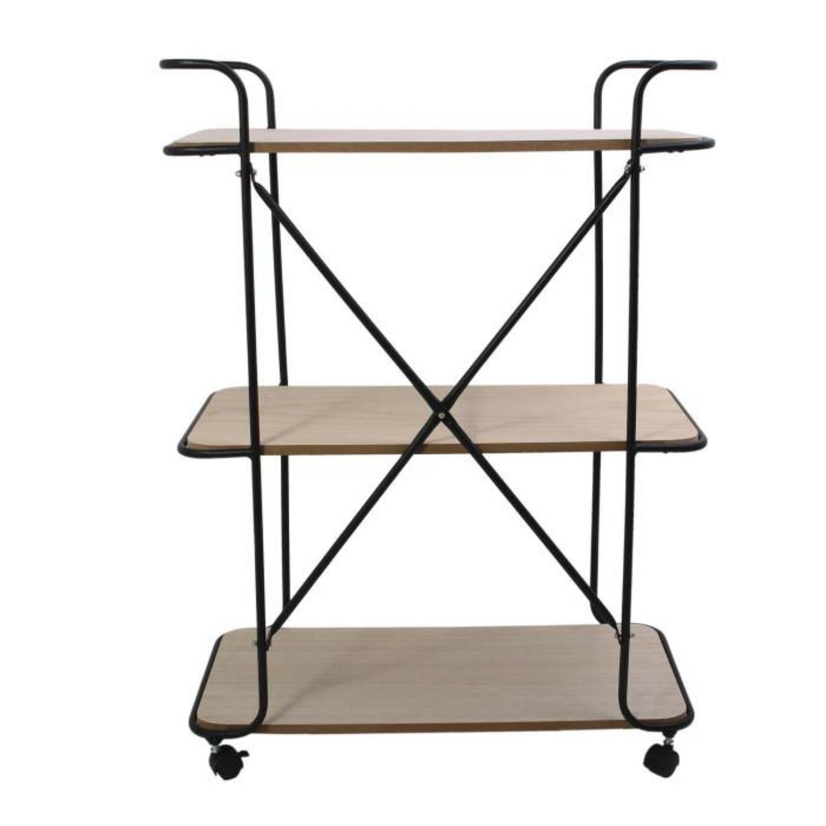 Paris Prix Desserte Industrielle  3 Niveaux  83cm Naturel & Noir