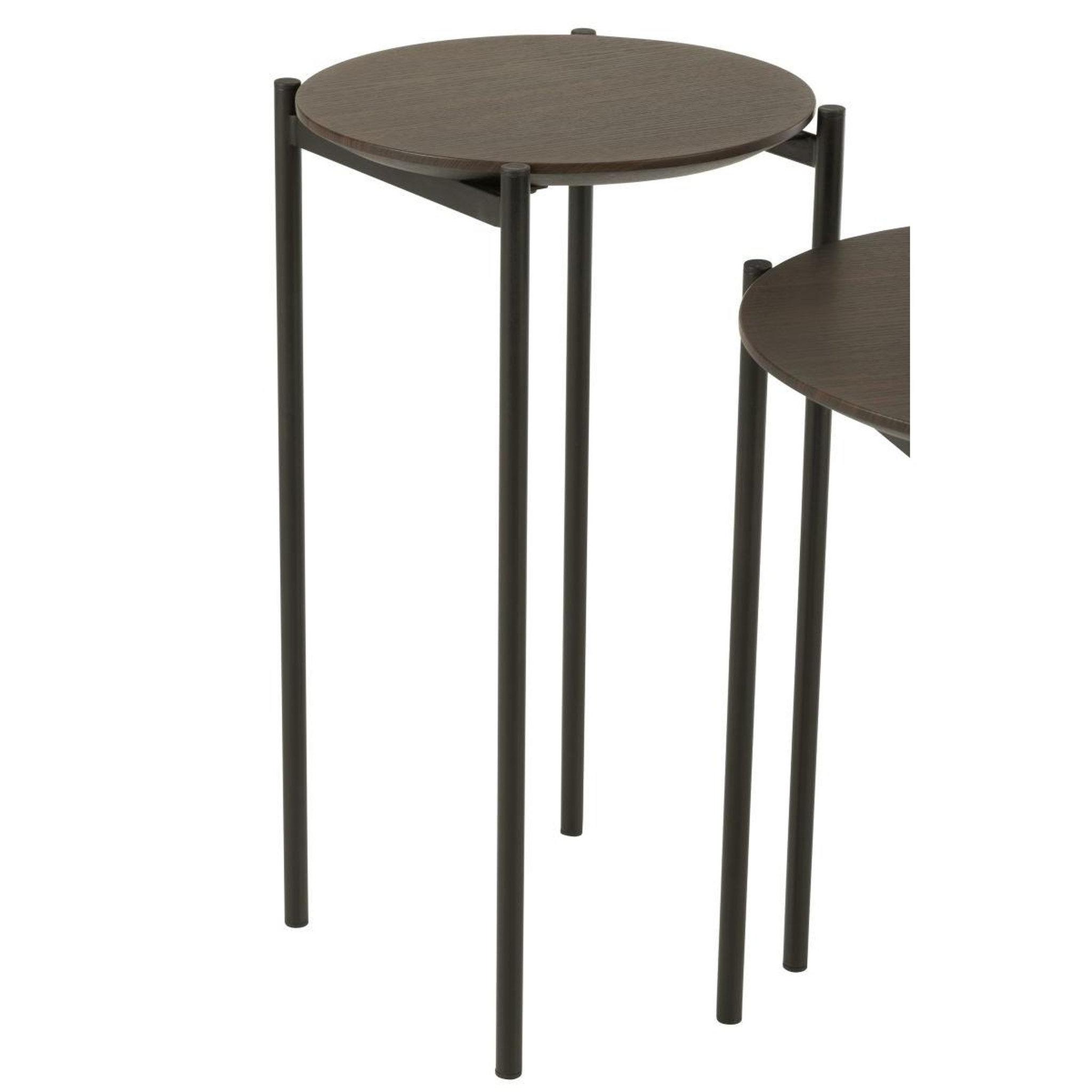 Voir la diapositive 4 : J-LINE Lot de 2 tables d'appoint gigognes  rodolfo  55cm marron foncé
