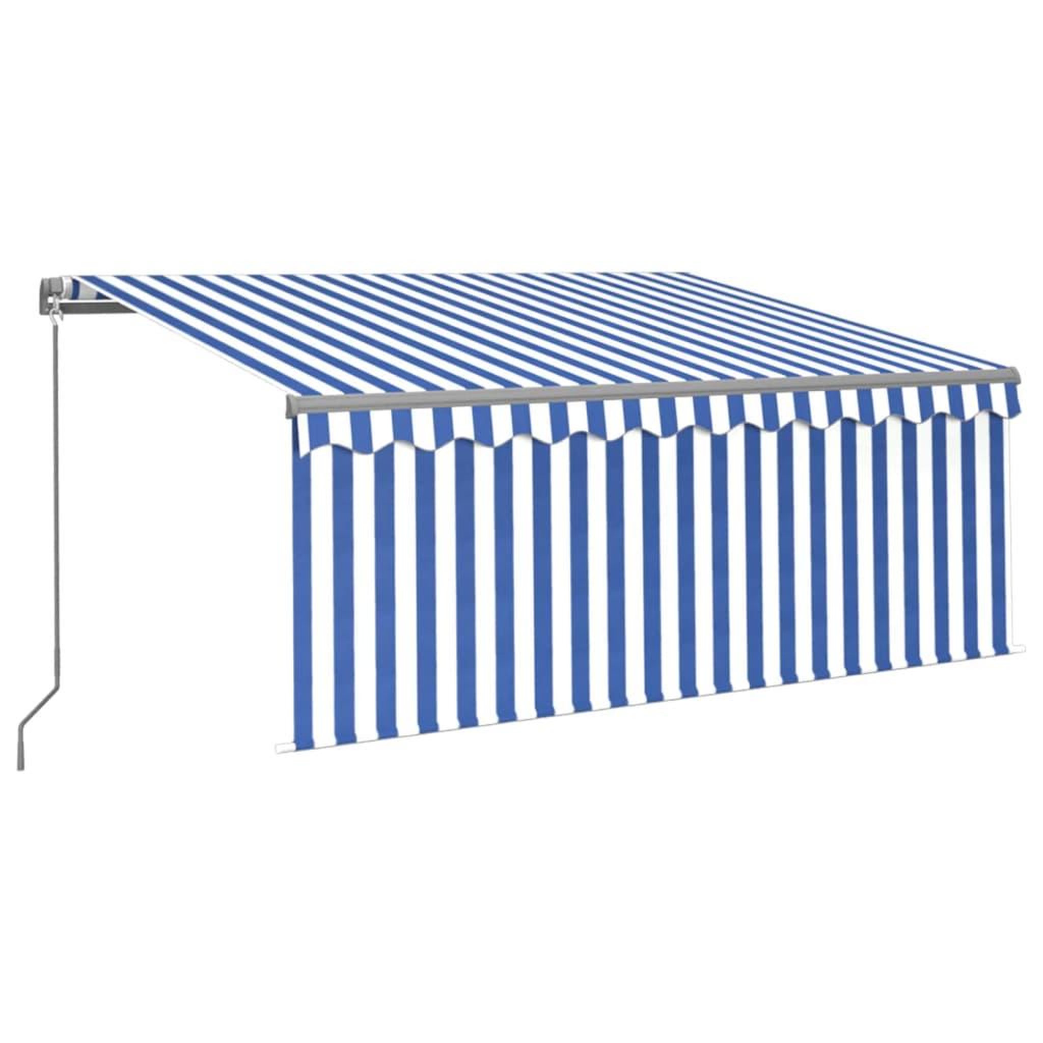 Voir la diapositive 2 : VIDAXL Auvent manuel retractable avec store 3x2,5 m Bleu et blanc