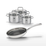 ELO Lot 3 Faitouts et 1 Poêle 24 cm Elo Relief Evolution