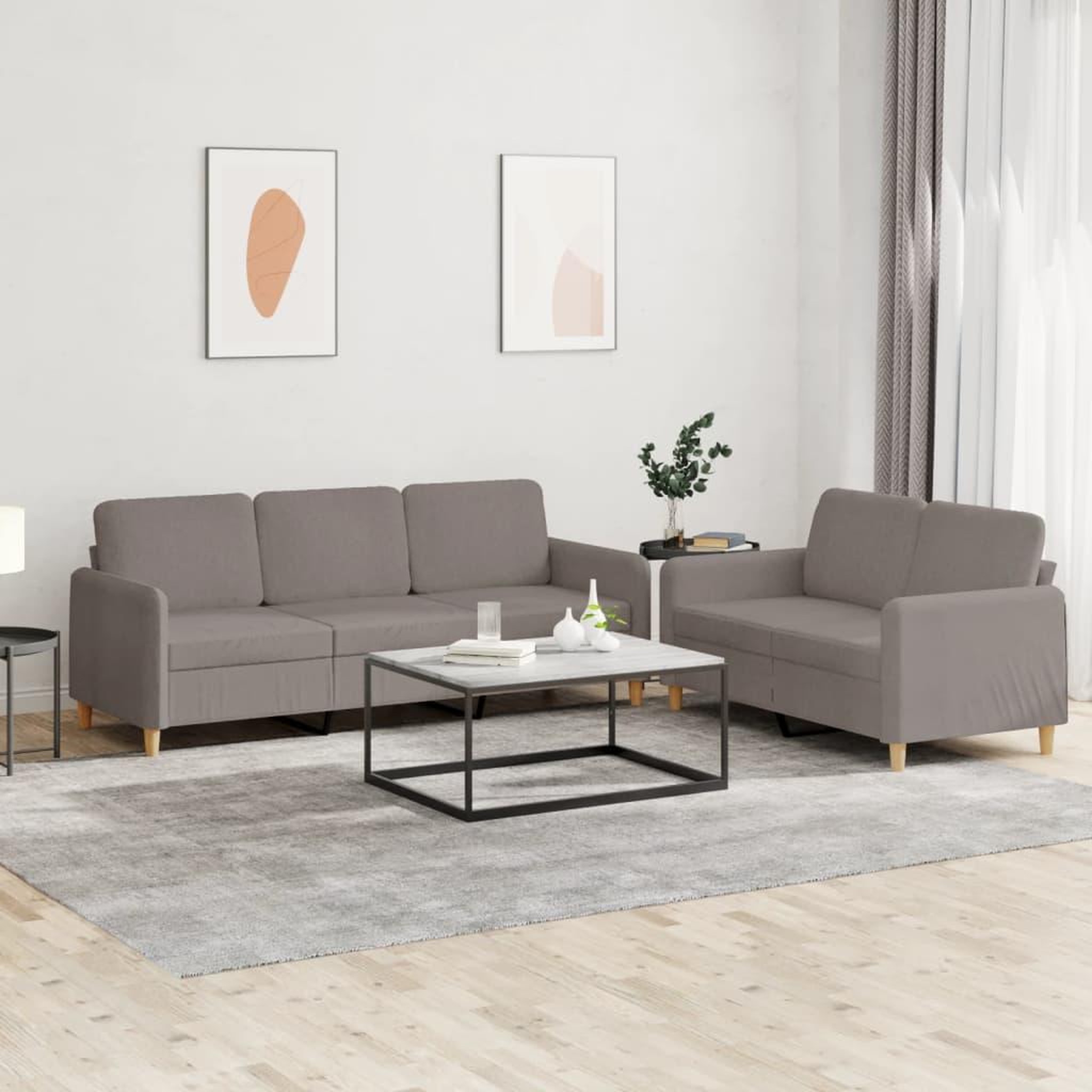 VIDAXL Ensemble de canapes 2 pcs avec coussins Taupe Tissu