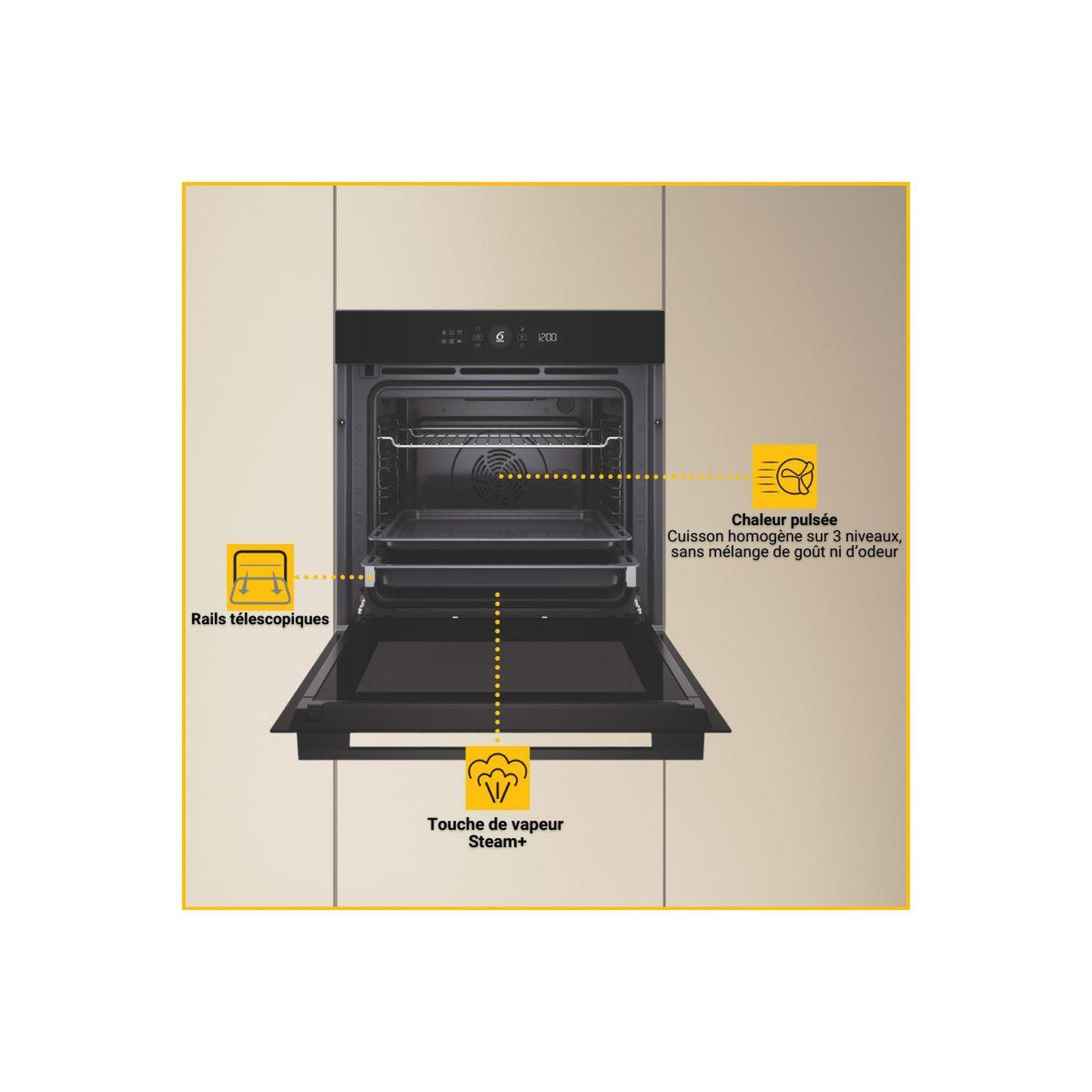 Voir la diapositive 2 : Whirlpool Four encastrable fonction vapeur wk5bafs81pm1s