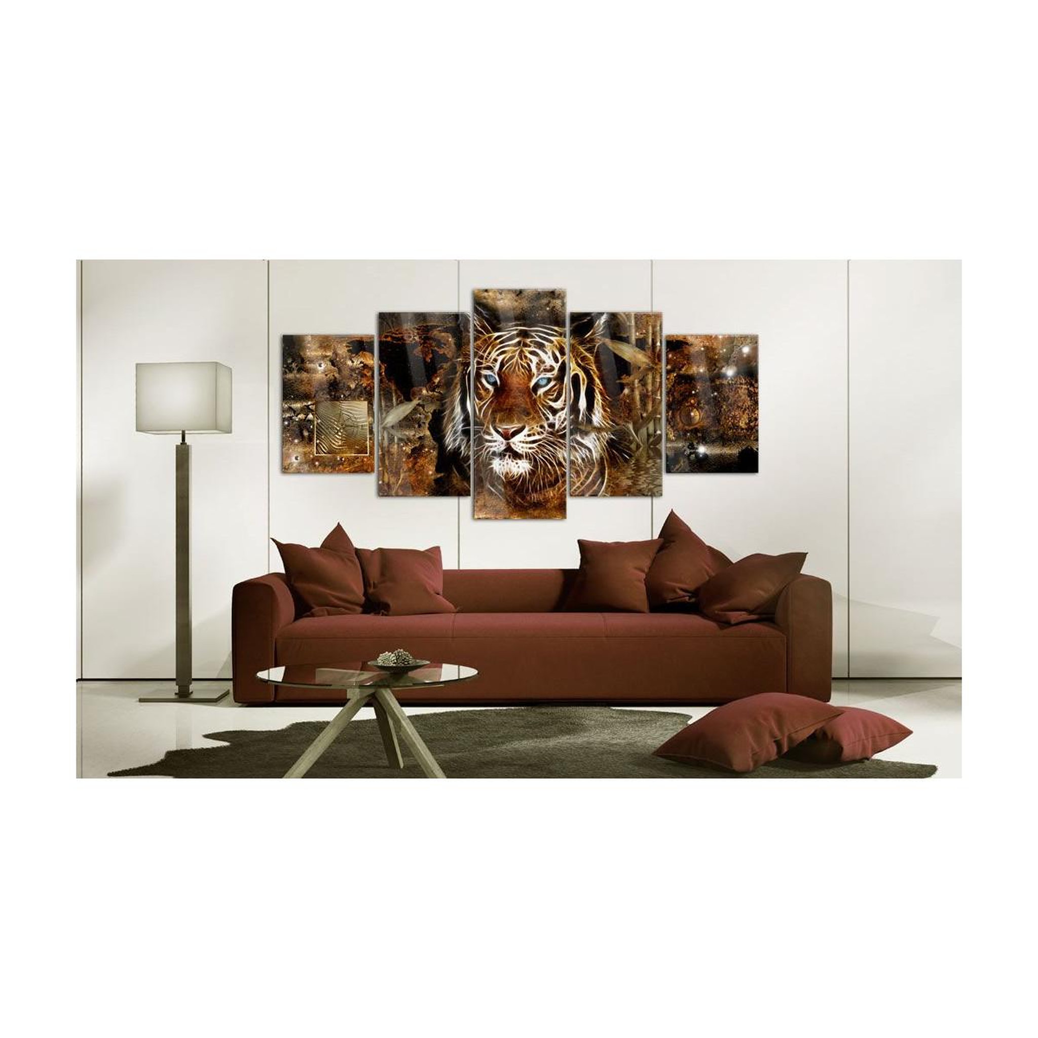 Voir la diapositive 2 : Paris Prix Tableau sur verre acrylique  golden jungle