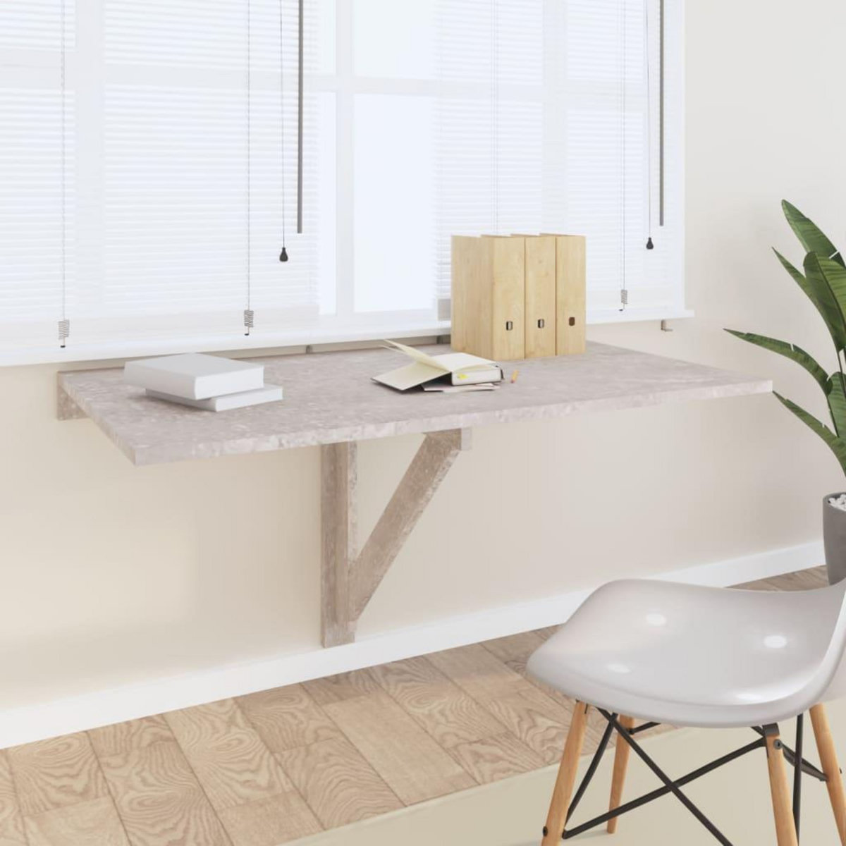 VIDAXL Table murale pliable Gris beton 100x60x56 cm Bois d'ingenierie