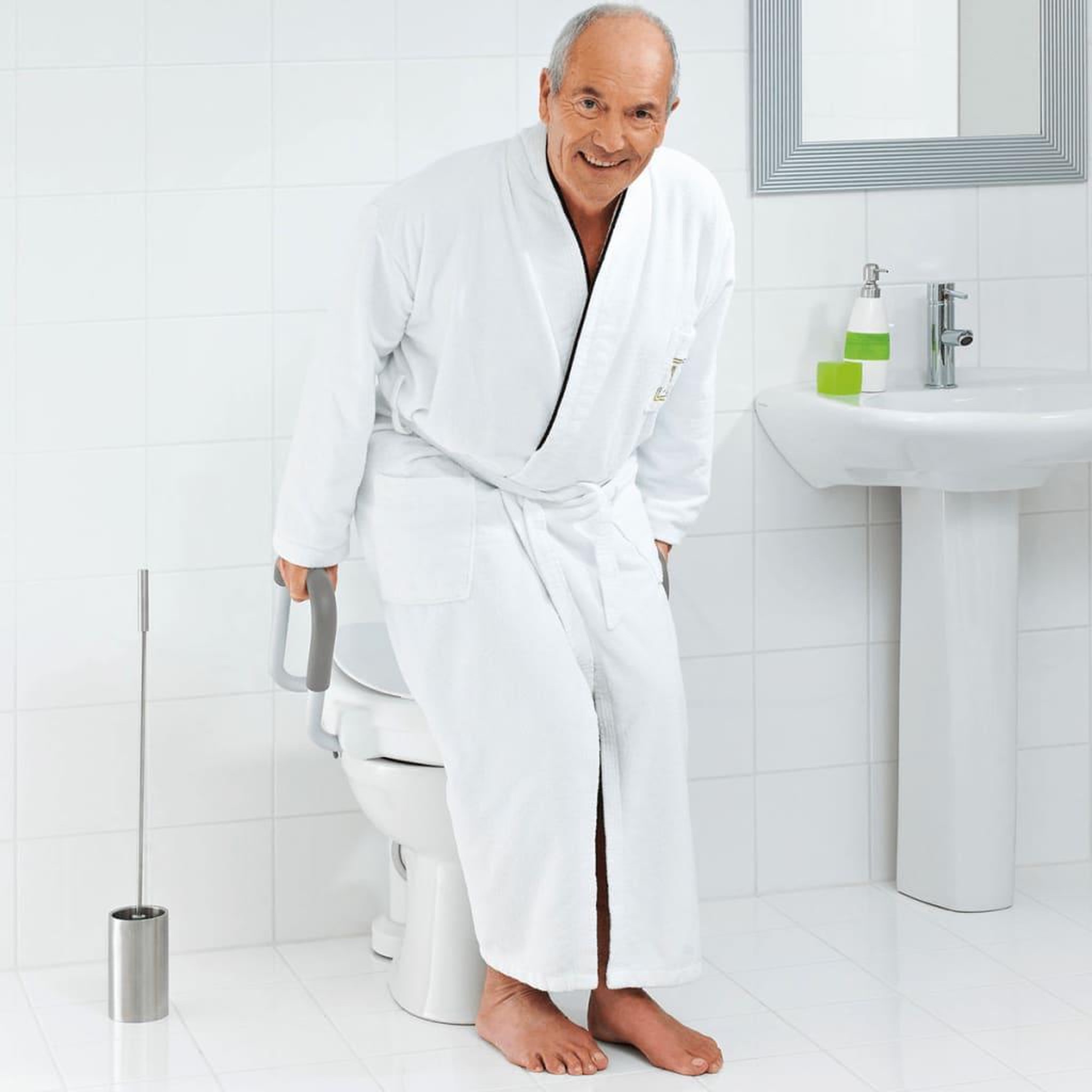 Voir la diapositive 4 : RIDDER RIDDER Siege de toilette avec barre de securite Blanc 150 kg A0072001