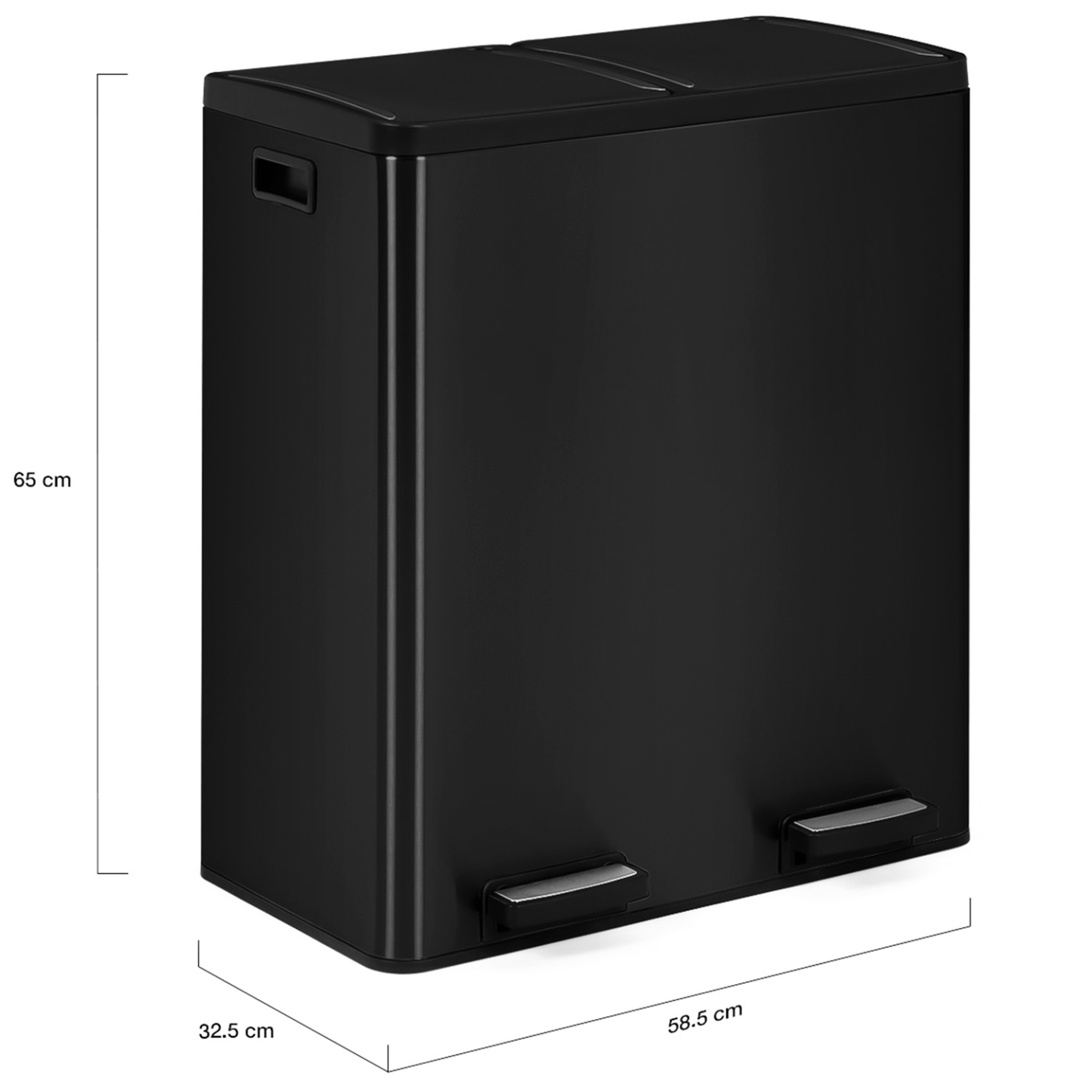 Voir la diapositive 6 : ID MARKET Poubelle de cuisine tri sélectif 2 x 30l noir 2 seaux amovibles et pédales en métal