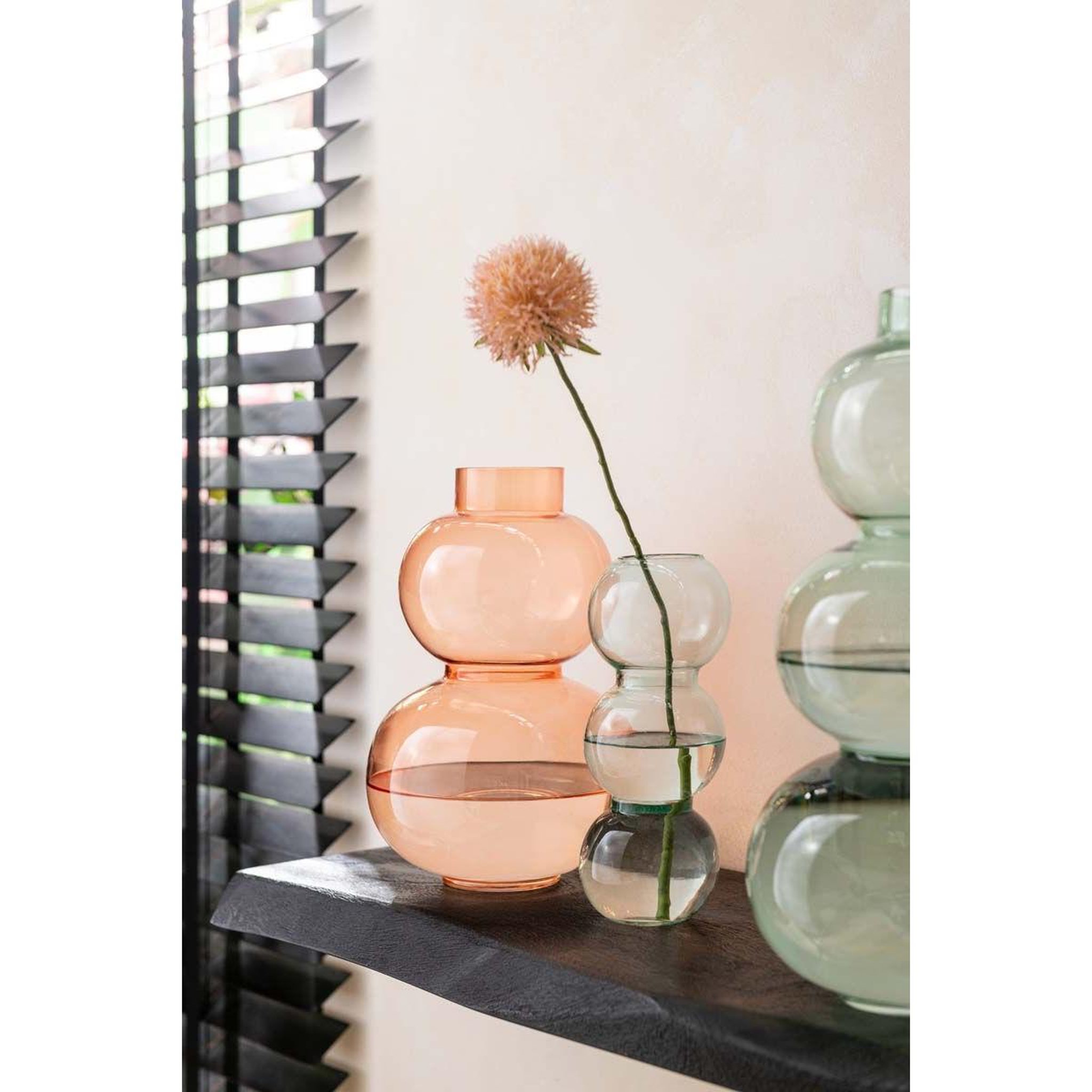Voir la diapositive 2 : J-LINE Vase Design en Verre  Boule  28cm Orange