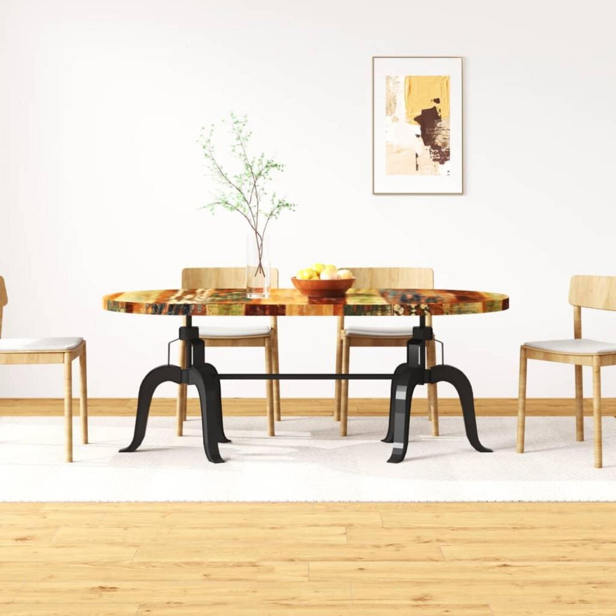 VIDAXL Table de salle a manger Bois massif recycle et acier 180 cm