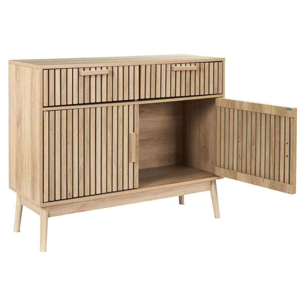 The Home Deco Factory Buffet 2 tiroirs et 2 portes Saulk en bois - Marron