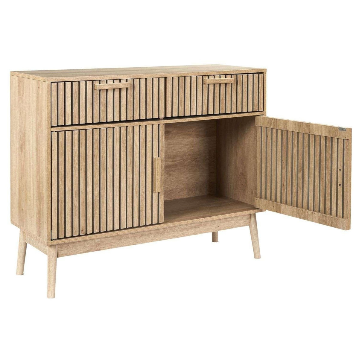 The Home Deco Factory Buffet 2 tiroirs et 2 portes Saulk en bois - Marron