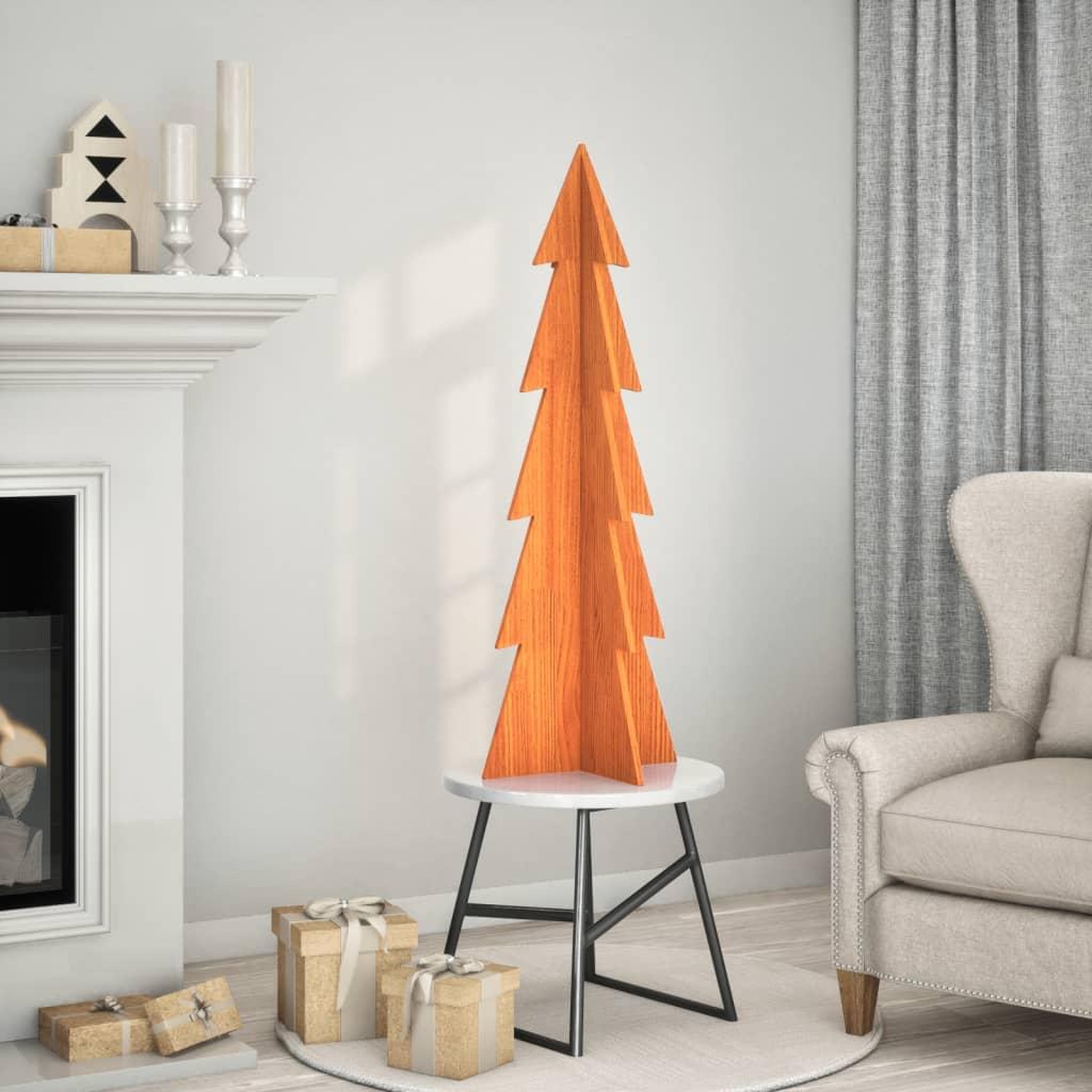 VIDAXL Arbre de Noël en bois pour decoration 112 cm bois de pin massif