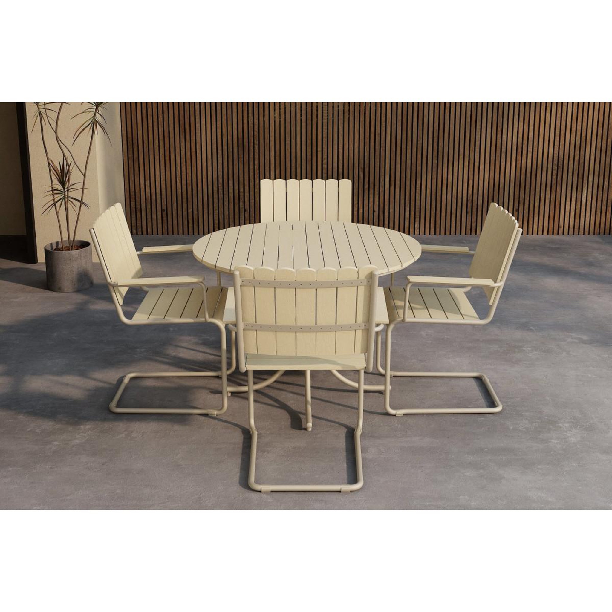Voir la diapositive 3 : Paris Prix Ensemble table de jardin & 4 chaises  holmsund  100cm beige