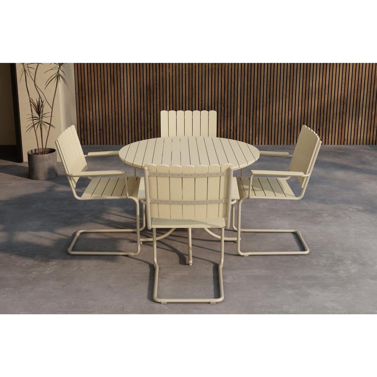 Paris Prix Ensemble Table de Jardin & 4 Chaises  Holmsund  100cm Beige
