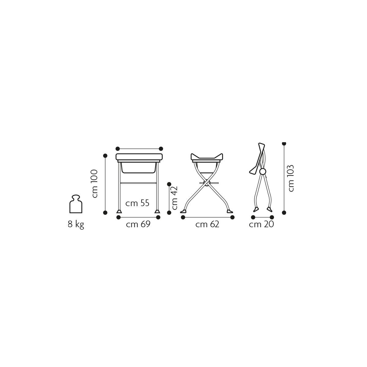 BREVI LINDO PRO Table à langer pliante - étoiles