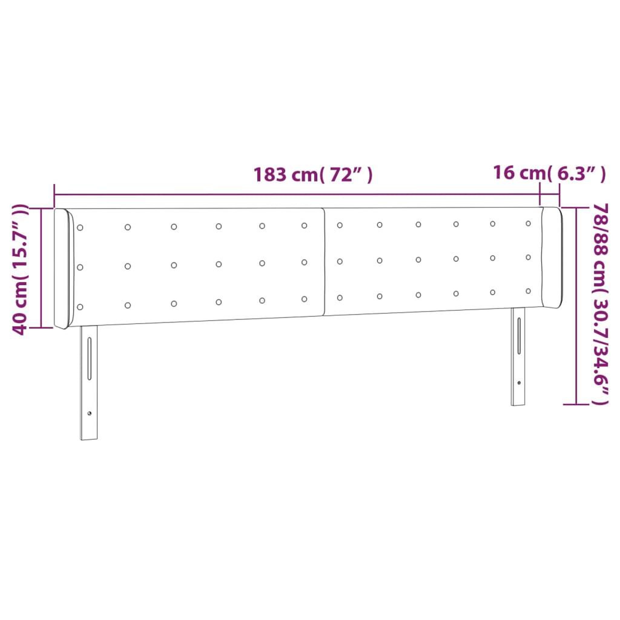 Voir la diapositive 6 : VIDAXL Tete de lit a LED Creme 183x16x78/88 cm Tissu