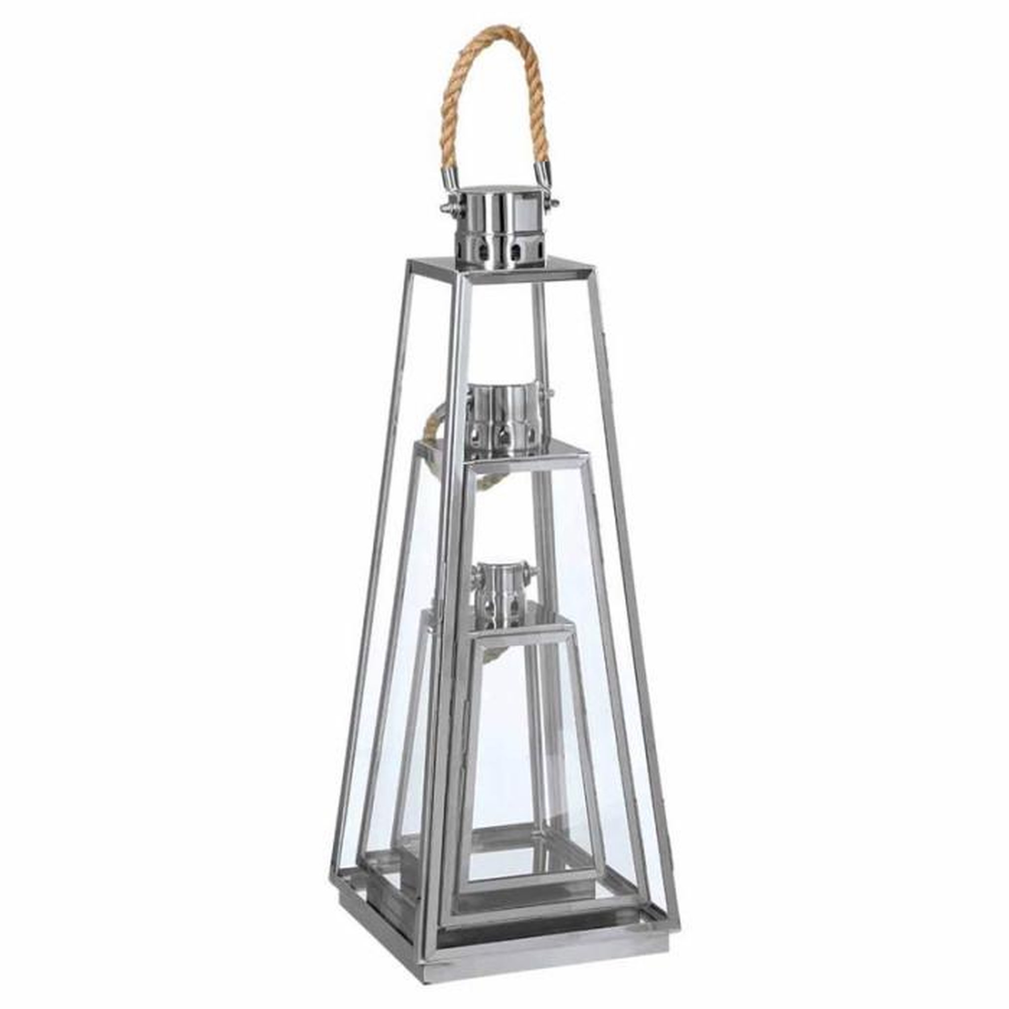 Voir la diapositive 5 : ATMOSPHERA Lot de 3 Lanternes Exterieur  Vérone  73cm Inox & Verre