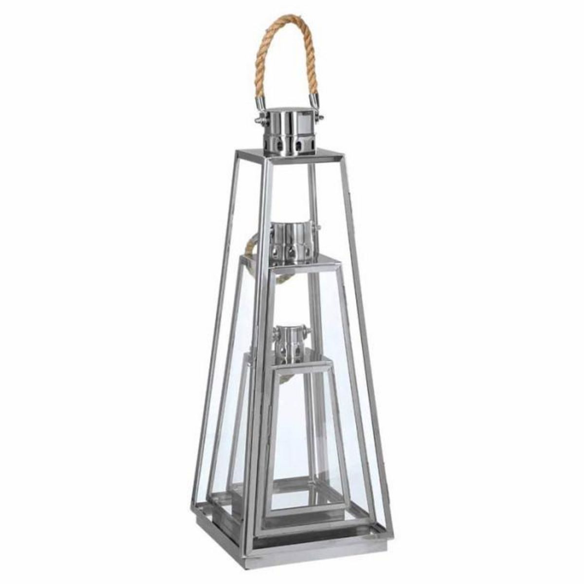 ATMOSPHERA Lot de 3 Lanternes Exterieur  Vérone  73cm Inox & Verre