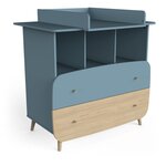Commode bébé 2 tiroirs 3 niches bleu LINIA 