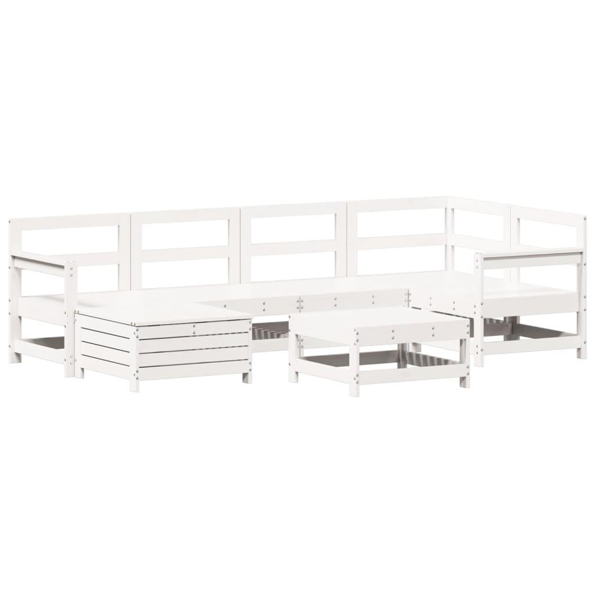 Voir la diapositive 2 : VIDAXL Salon de jardin 7 pcs blanc bois de pin massif