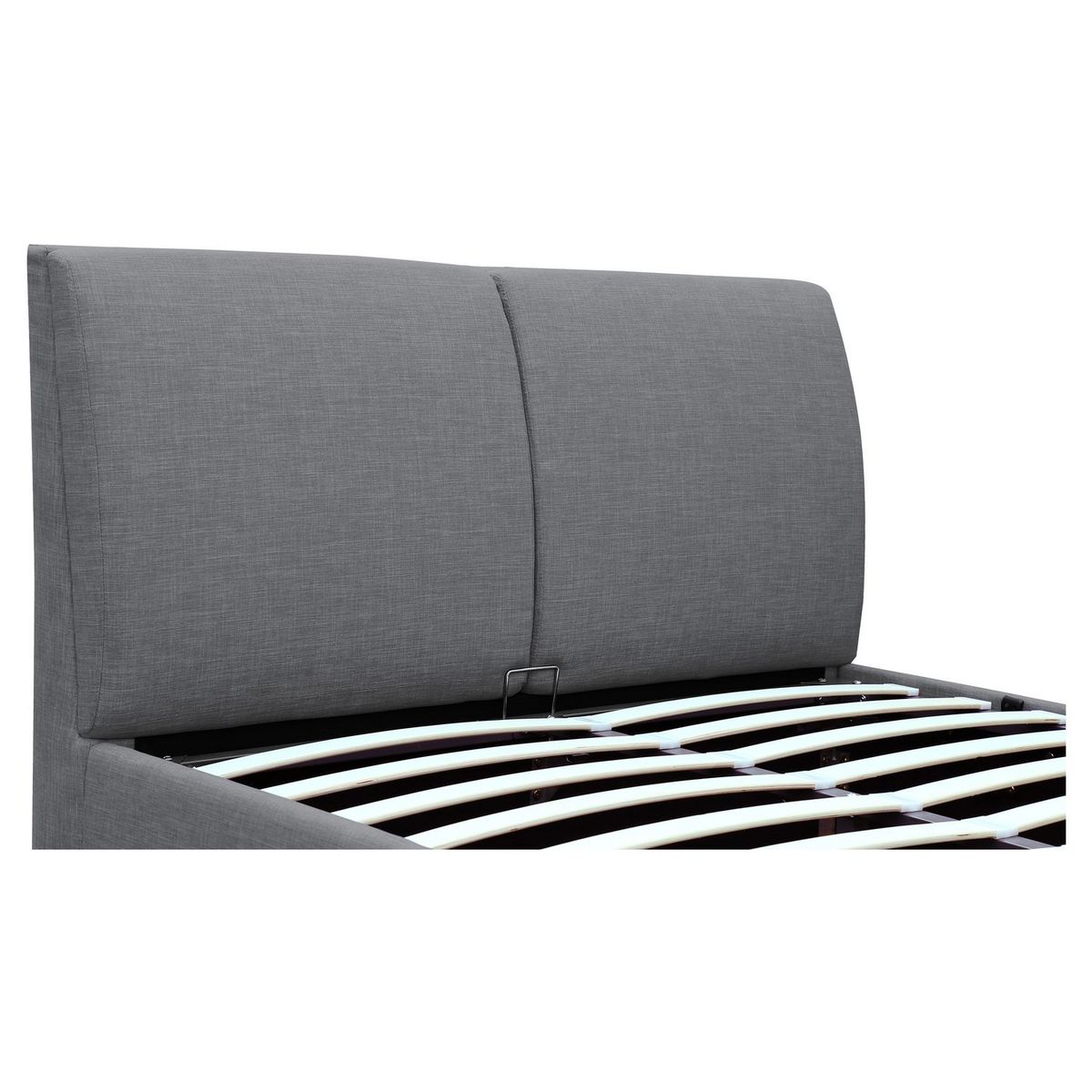 Lit coffre avec sommier relevable et tête de lit effet coussins en tissu gris foncé 140x200 cm EMMANUEL
