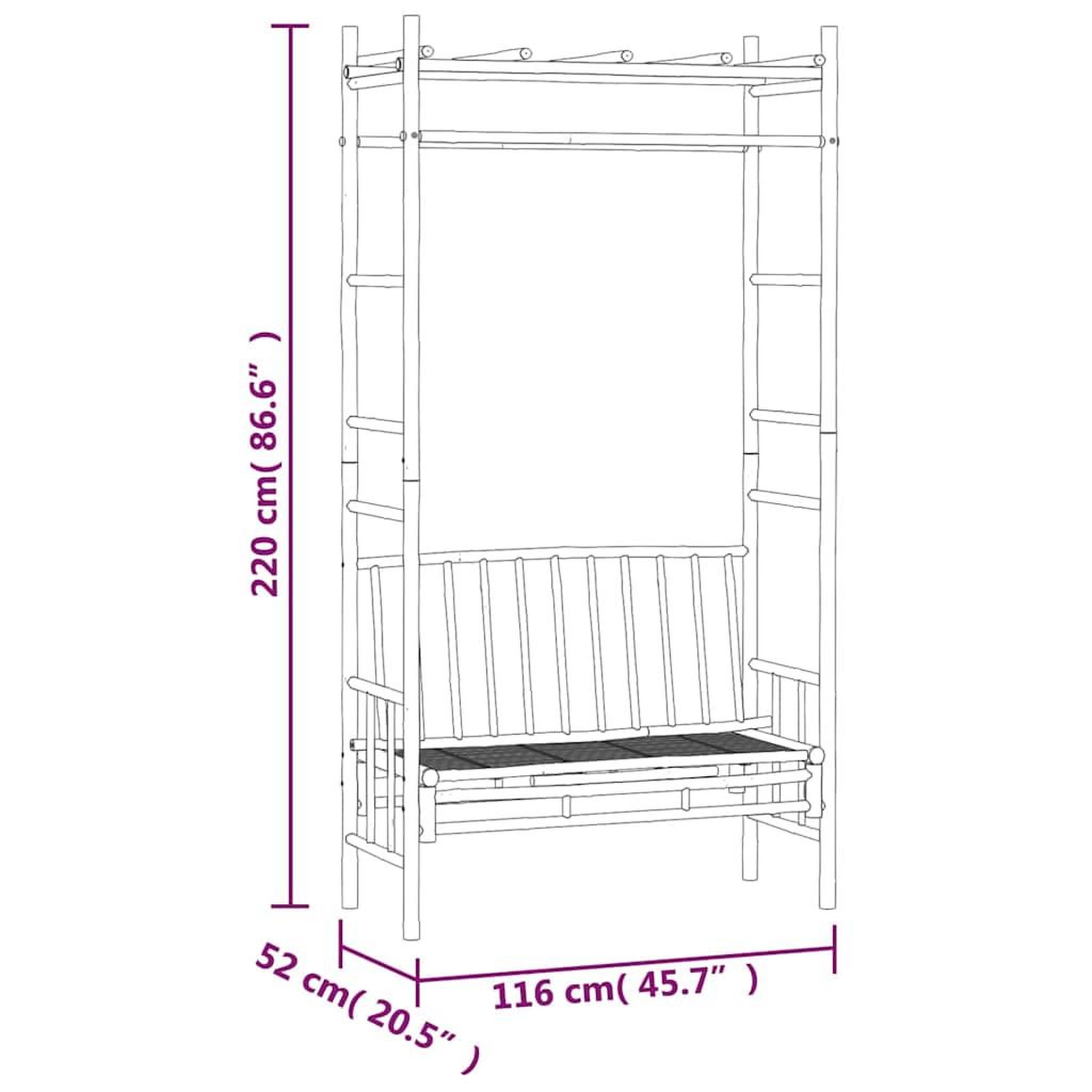Voir la diapositive 3 : VIDAXL Banc de jardin avec pergola 116 cm Bambou