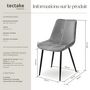 Voir la diapositive 6 : tectake Lot de chaises rembourrées aspect velours gris Lot de 6