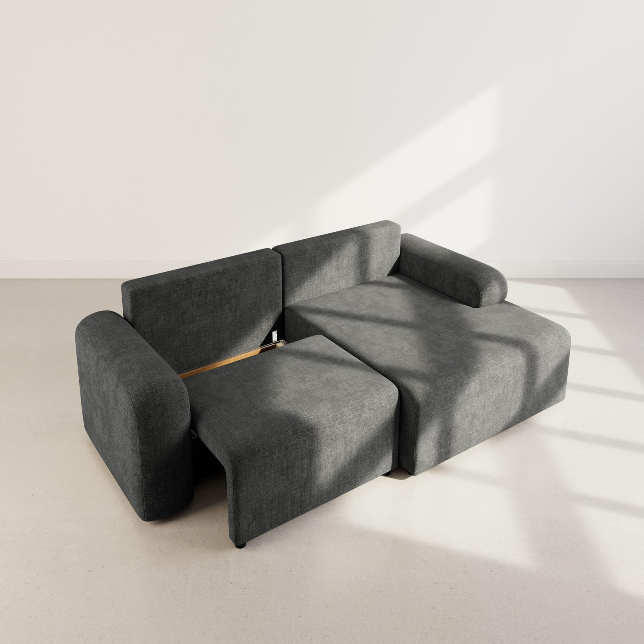 Voir la diapositive 3 : BEST MOBILIER Rebecca - canapé d'angle droit 4 places convertible avec coffre en velours texturé