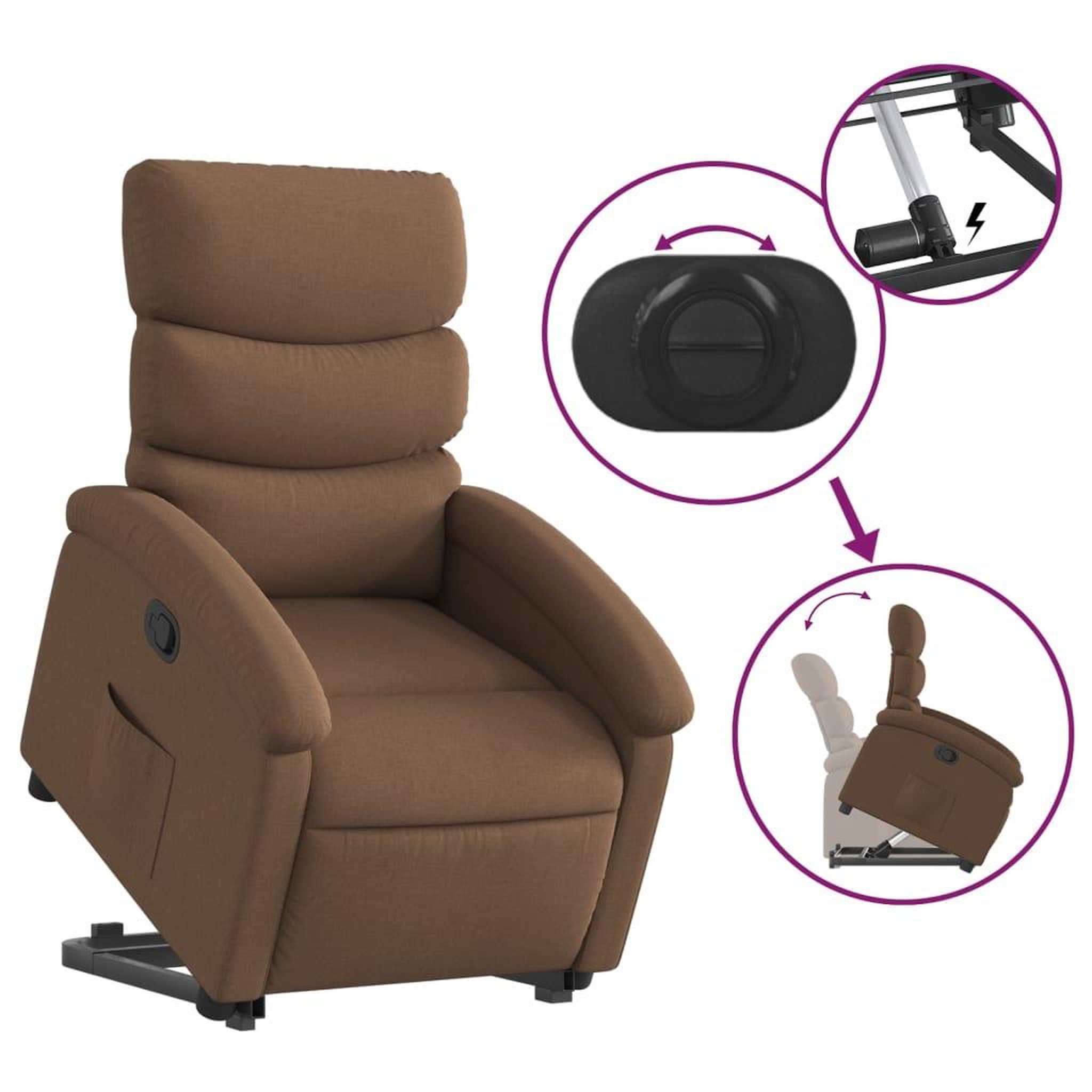 Voir la diapositive 5 : VIDAXL Fauteuil inclinable Marron Tissu