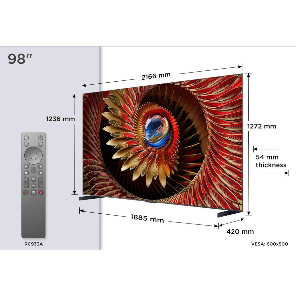 TCL TV Mini Led 98C89K 2025-98 pouces (248cm)