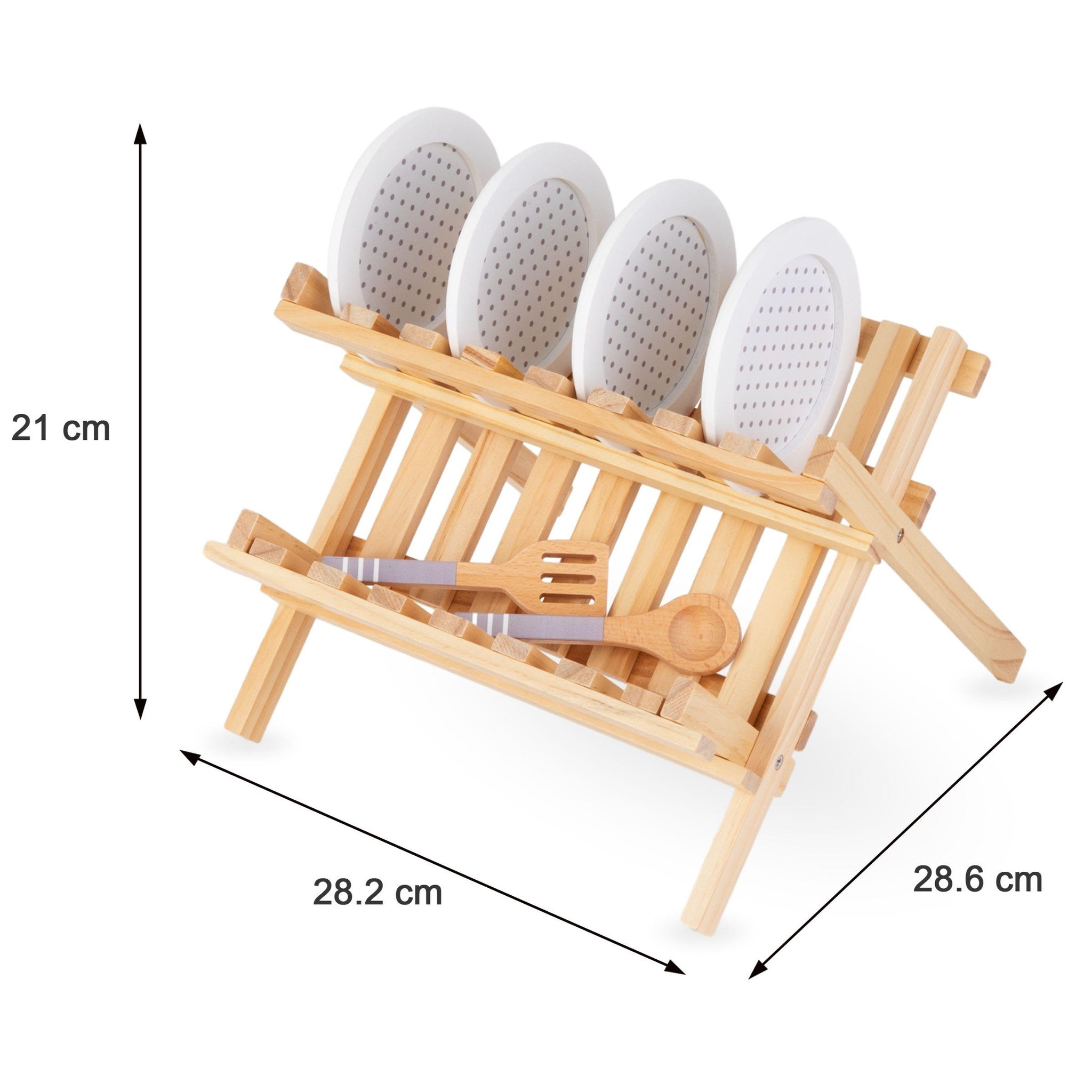Voir la diapositive 4 : MAMABRUM Égouttoir et vaisselle de cuisine en bois dinette mamabrum