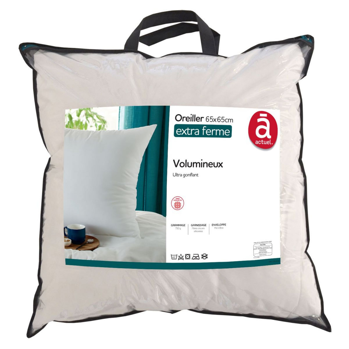 ACTUEL Oreiller volumineux extra ferme en microfibre