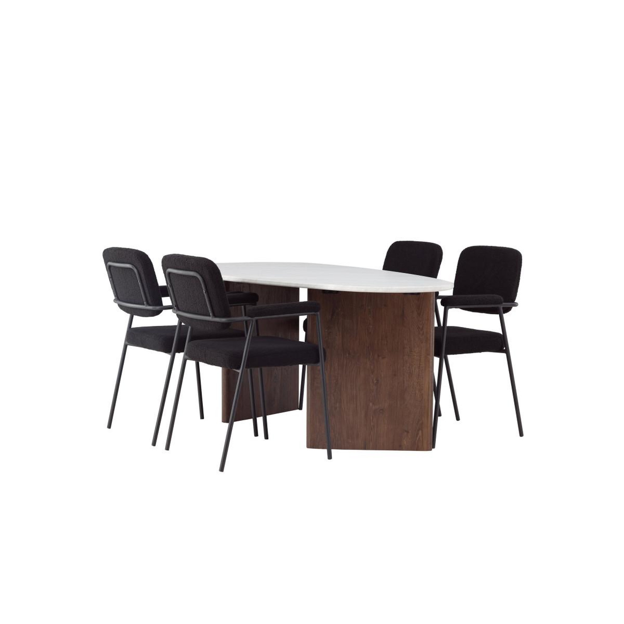 Voir la diapositive 3 : Paris Prix Ensemble table à manger & 4 chaises  gronvik & yesterday  180cm gris clair & noir