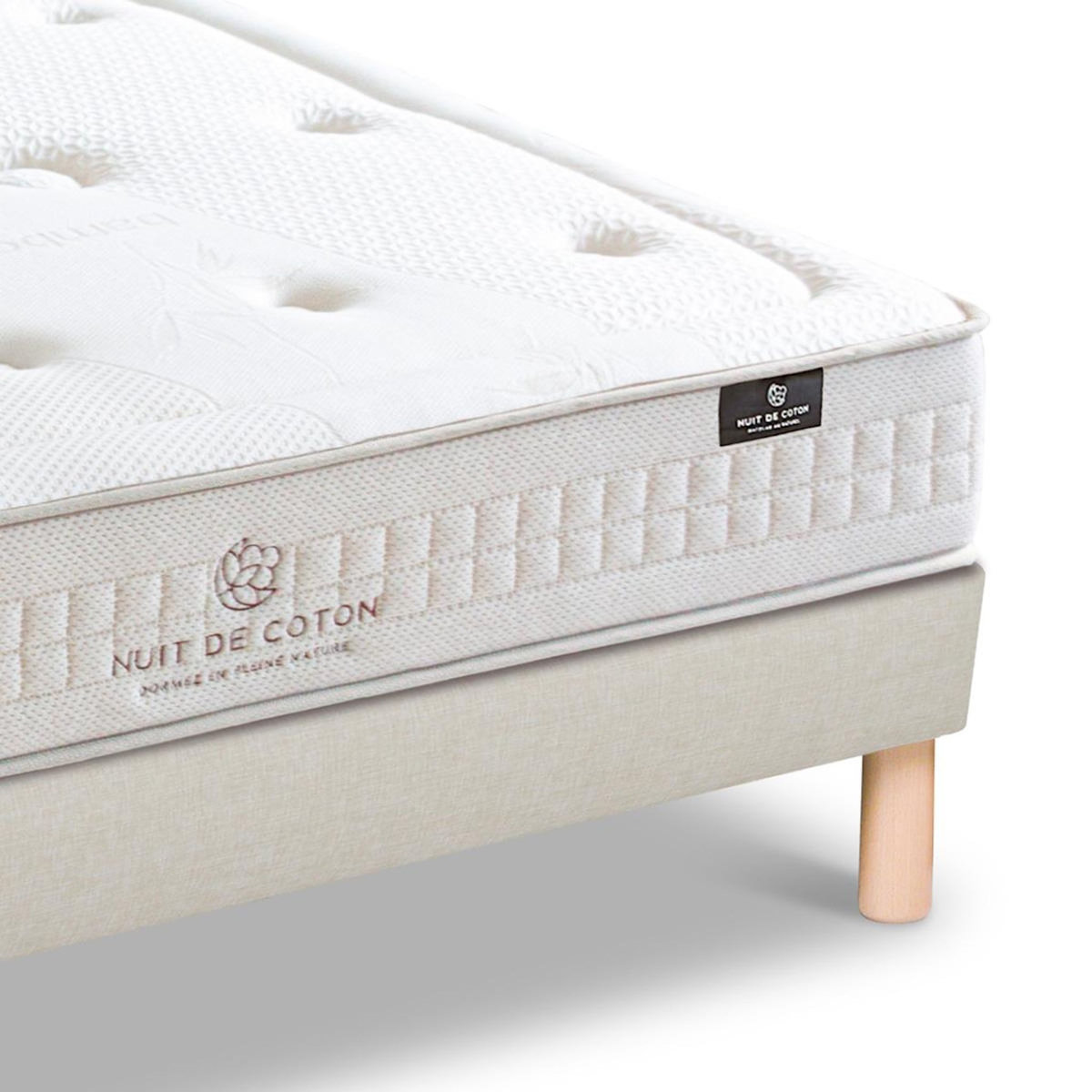 NUIT DE COTON NUIT DE COTON | Ensemble PRELUDE 2.0 | Matelas Latex 100% Naturel + Sommier Bois